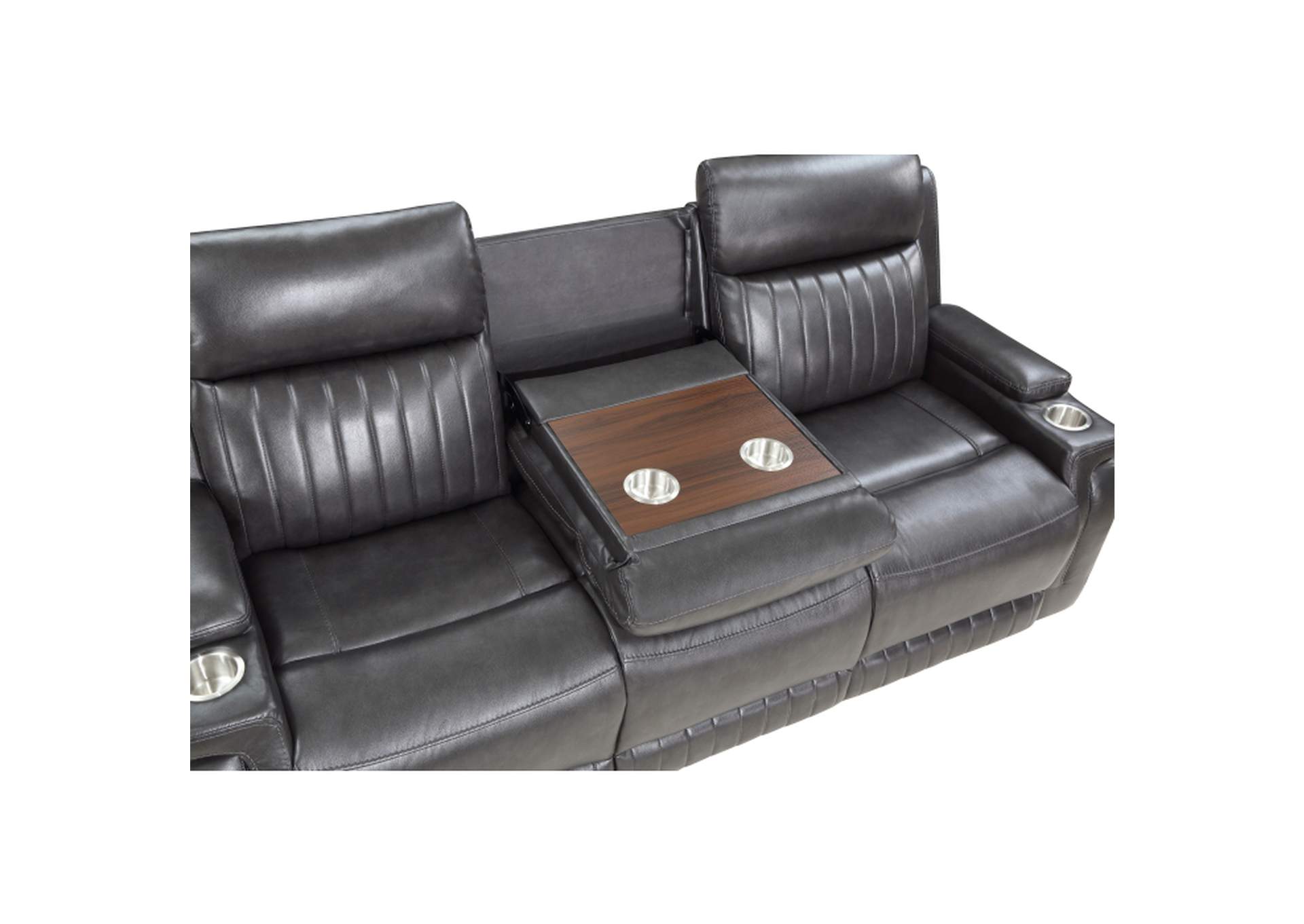 Double Reclining Sofa with Drop-Down Cup Holder,Homelegance