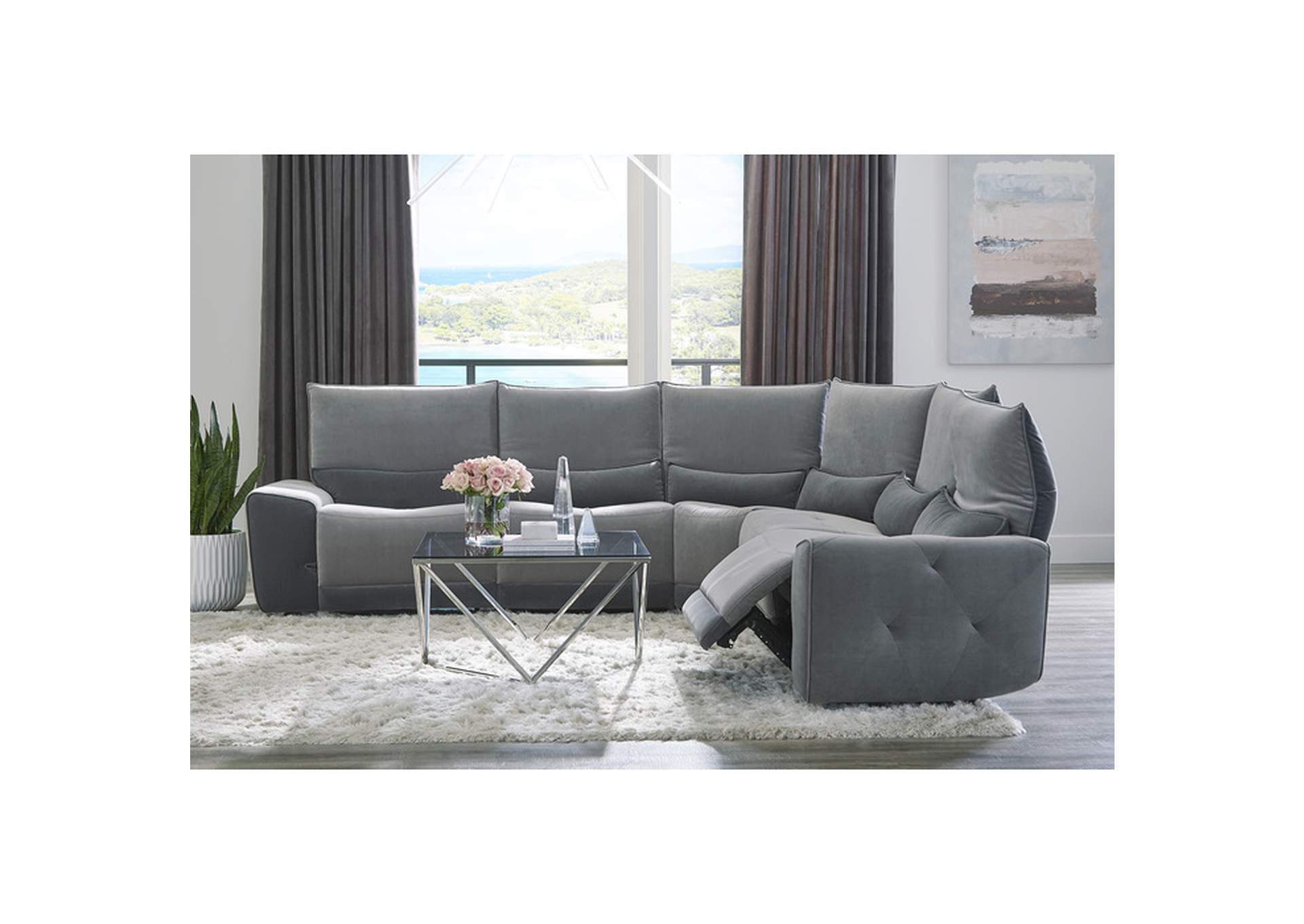 Helix Gray 9459Gy Living Room Sofa Set,Homelegance