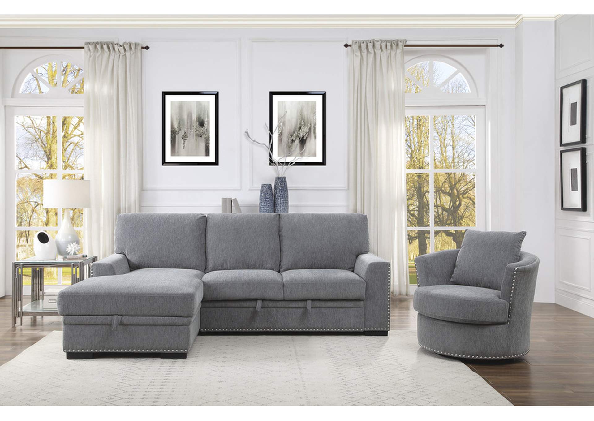 Morelia Dark Grey 9468Dg-Sc Living Room Sofa Set,Homelegance