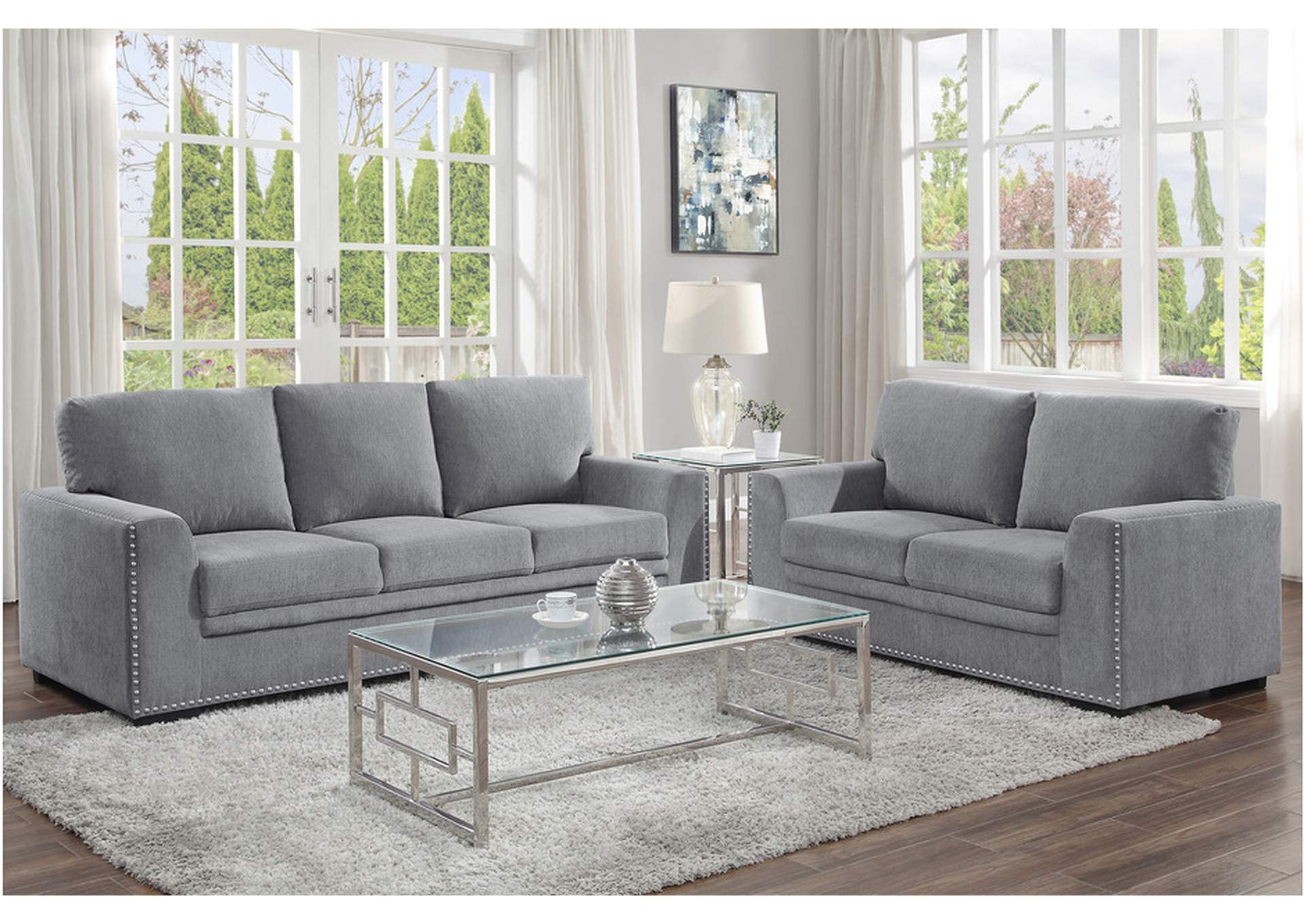 Morelia Dark Grey 9468 Living Room Sofa Set,Homelegance