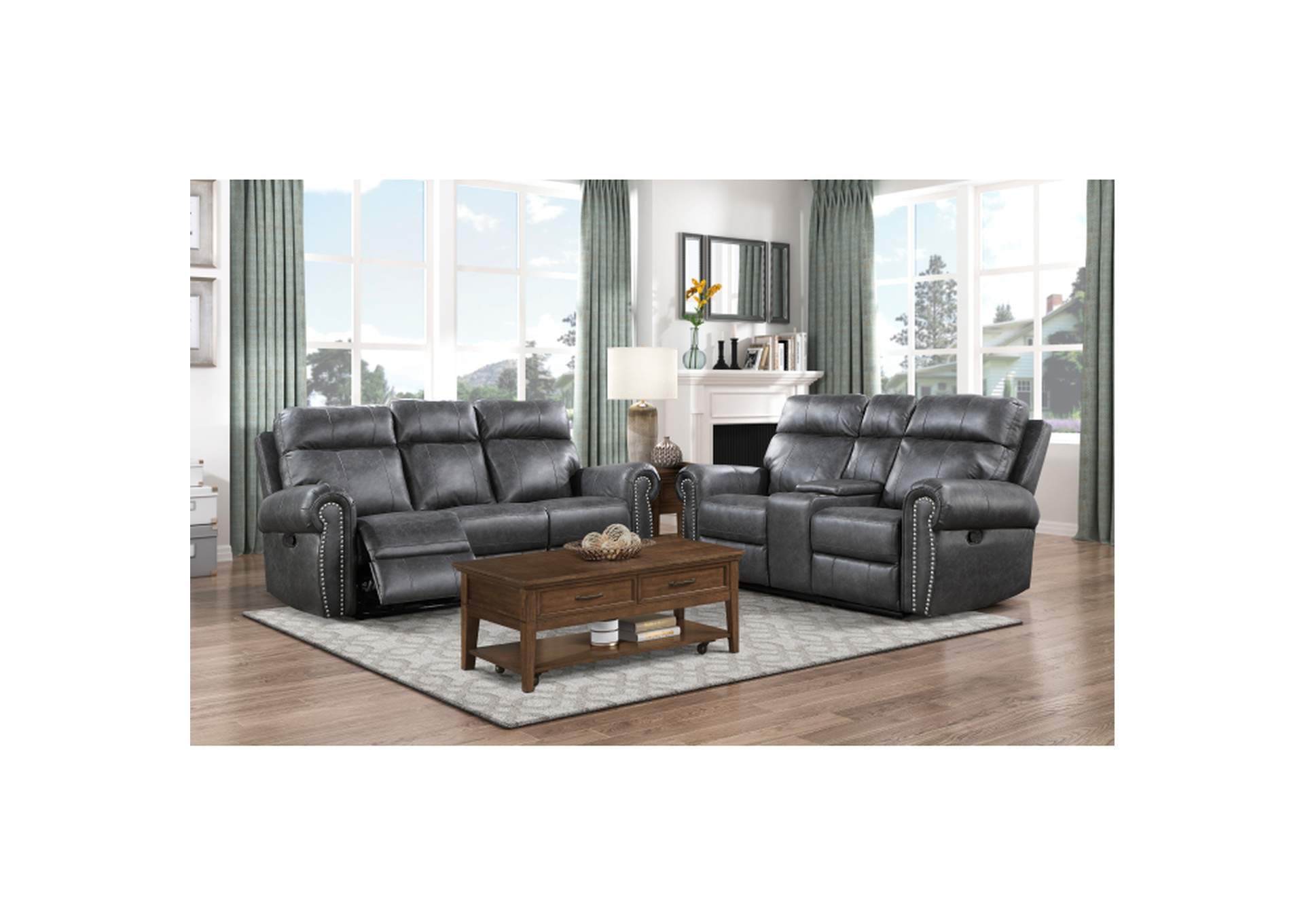 Granville Double Reclining Love Seat with Center Console,Homelegance