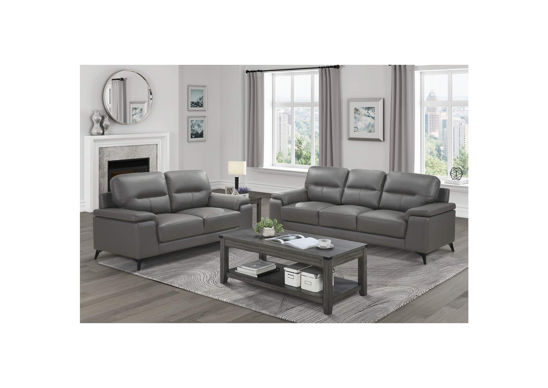 Mischa Gray 9514Dgy Living Room Sofa Set,Homelegance