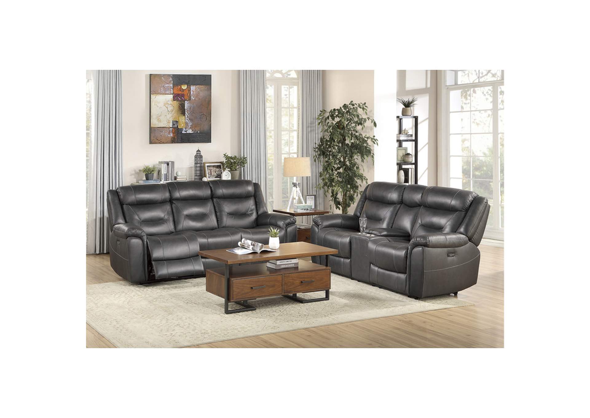 Kennett Gray 9528Dgy Living Room Sofa Set,Homelegance