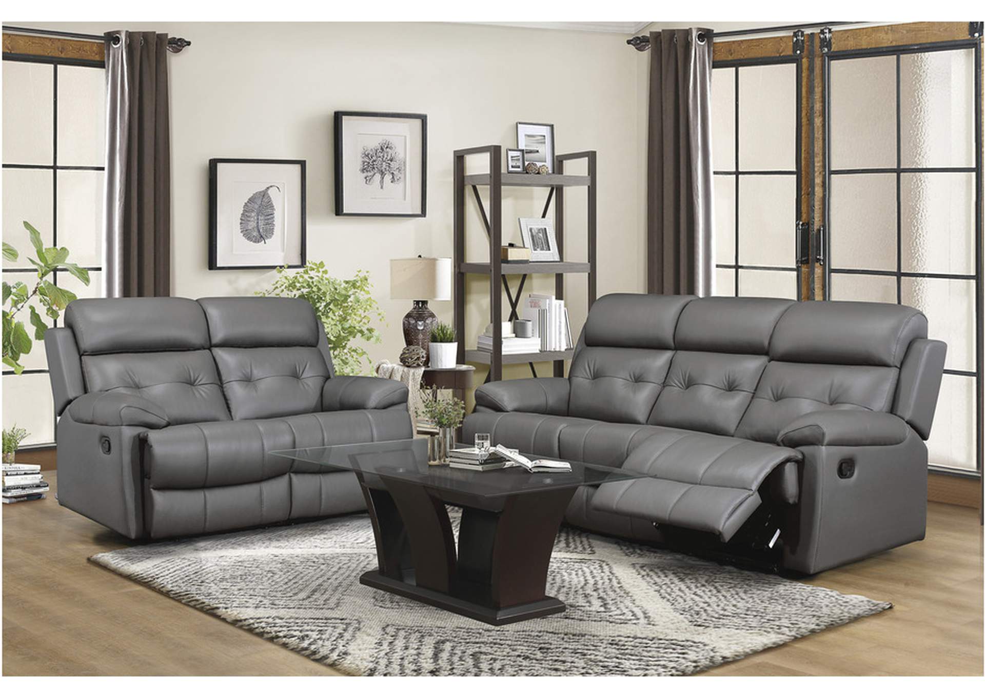 Lambent Gray 9529Dgy Living Room Sofa Set,Homelegance