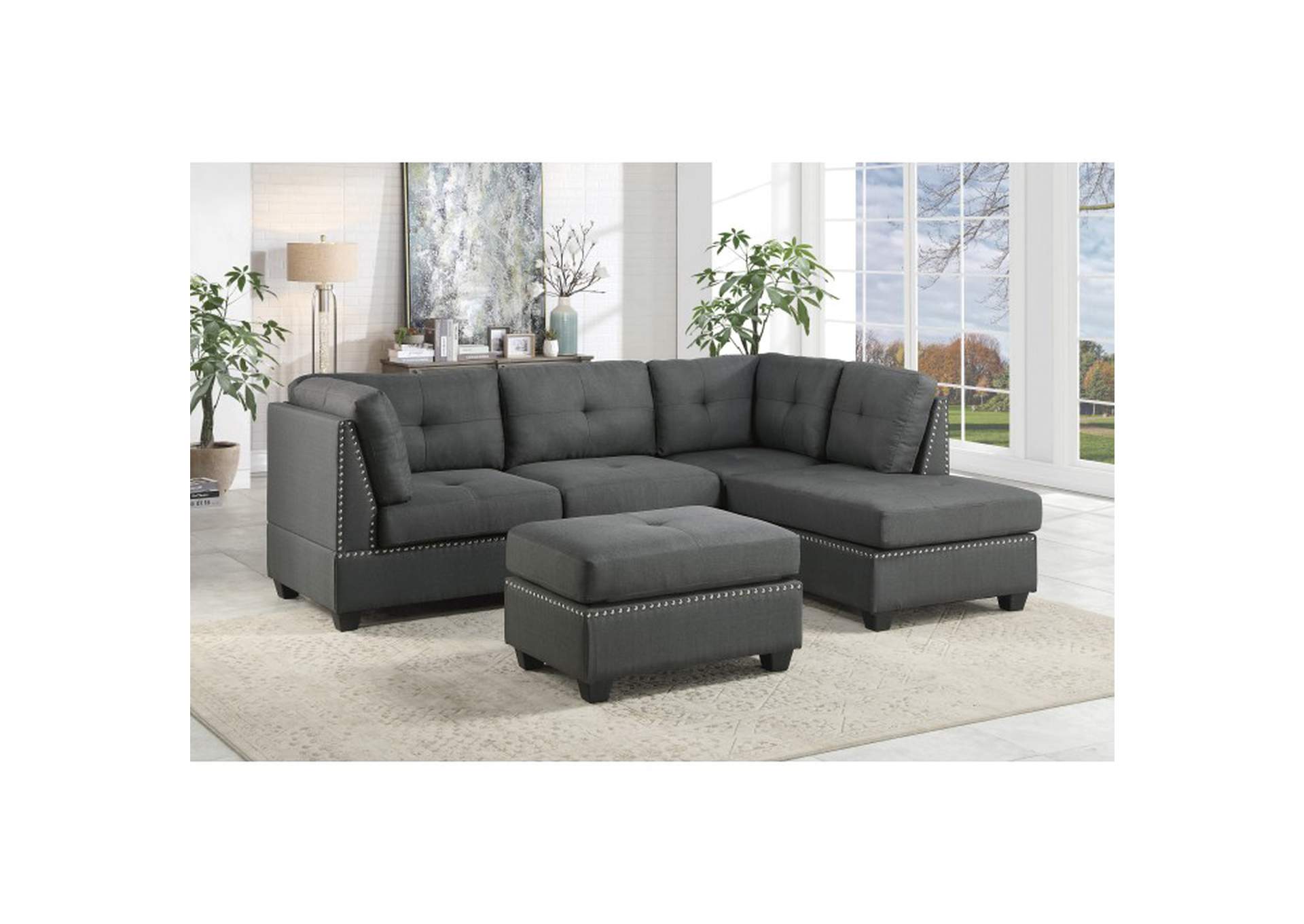 Dasha Dark Grey 9566 Living Room Sofa Set,Homelegance