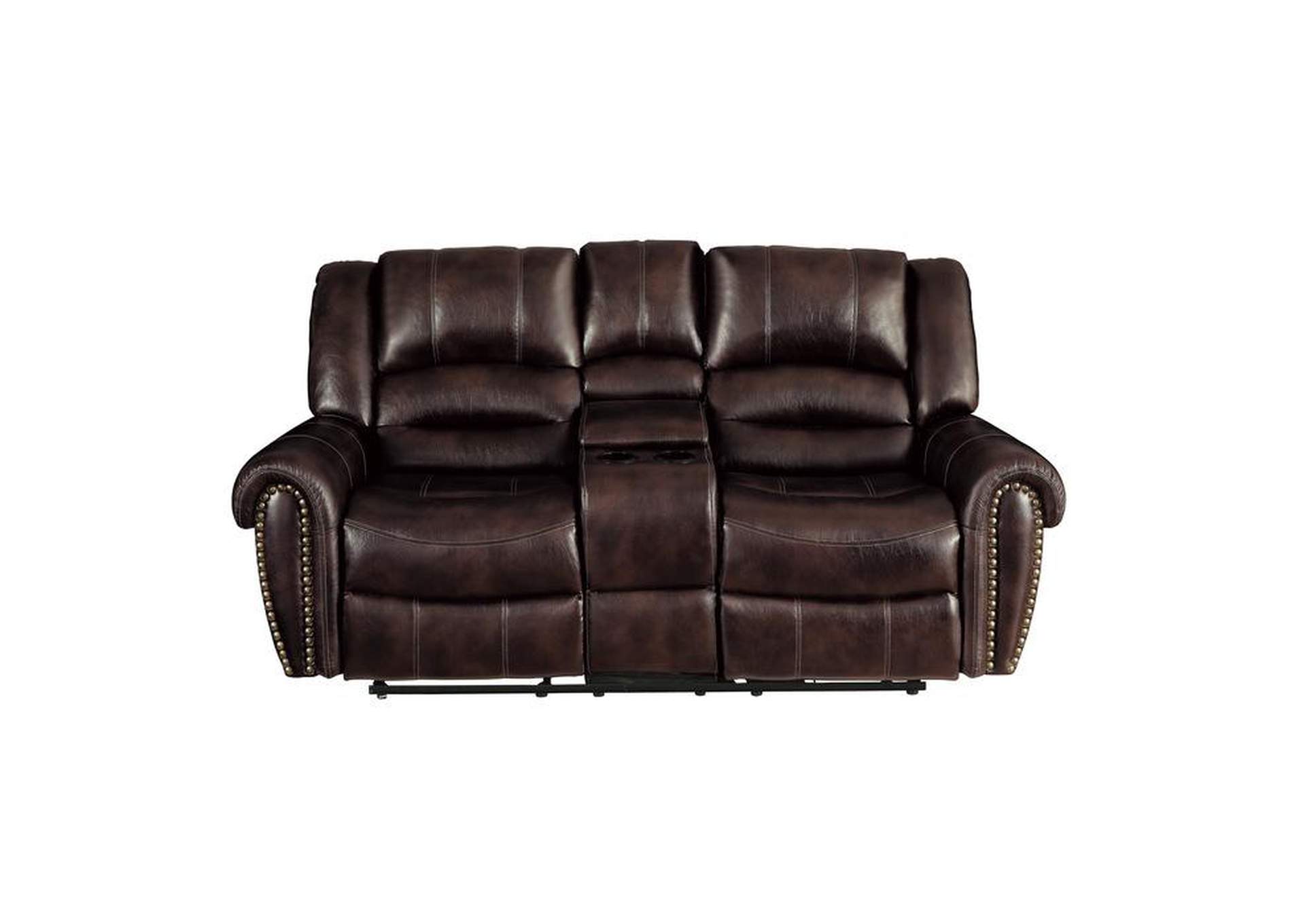 Hill Double Glider Reclining Love Seat With Center Console,Homelegance