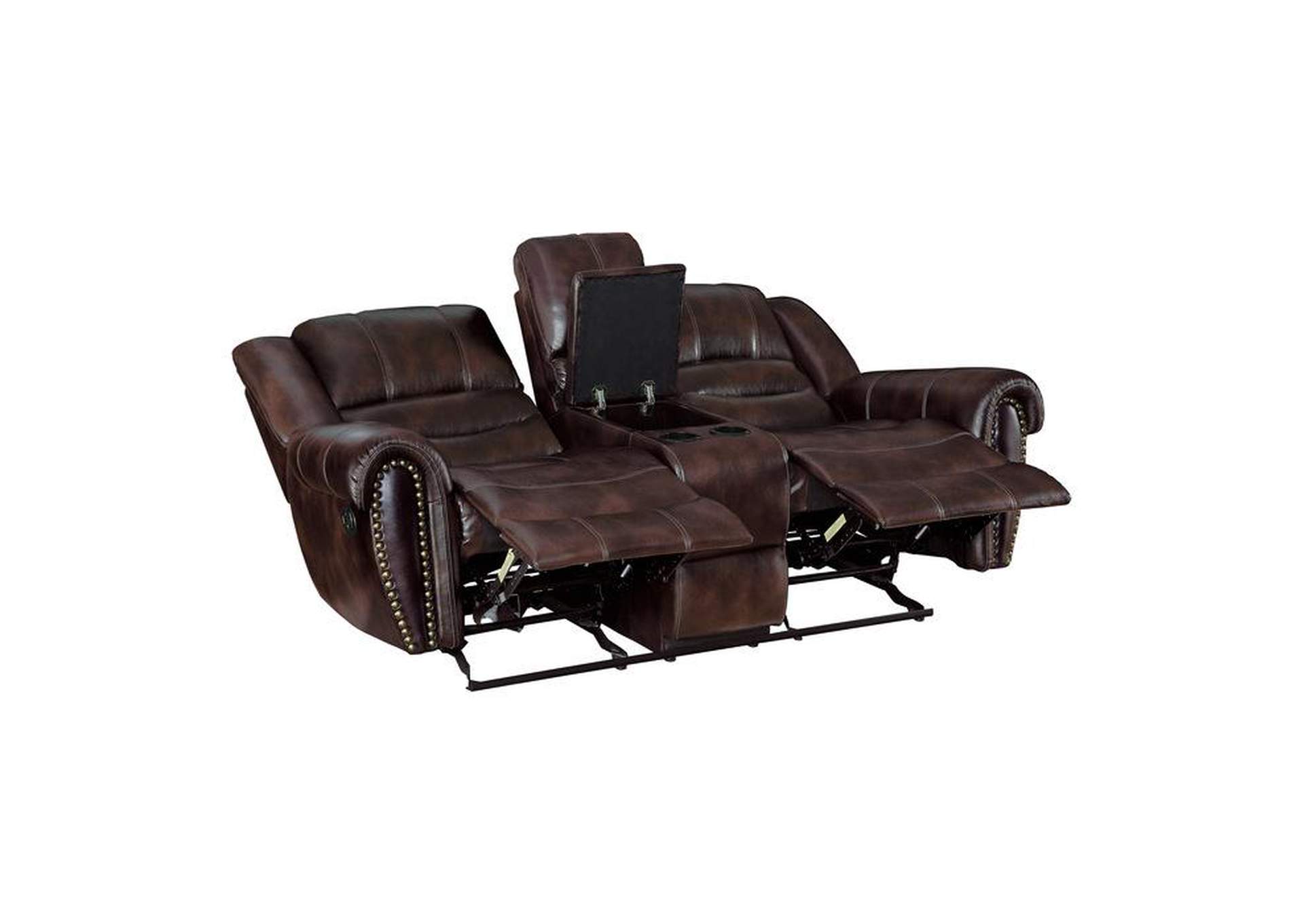 Hill Double Glider Reclining Love Seat With Center Console,Homelegance