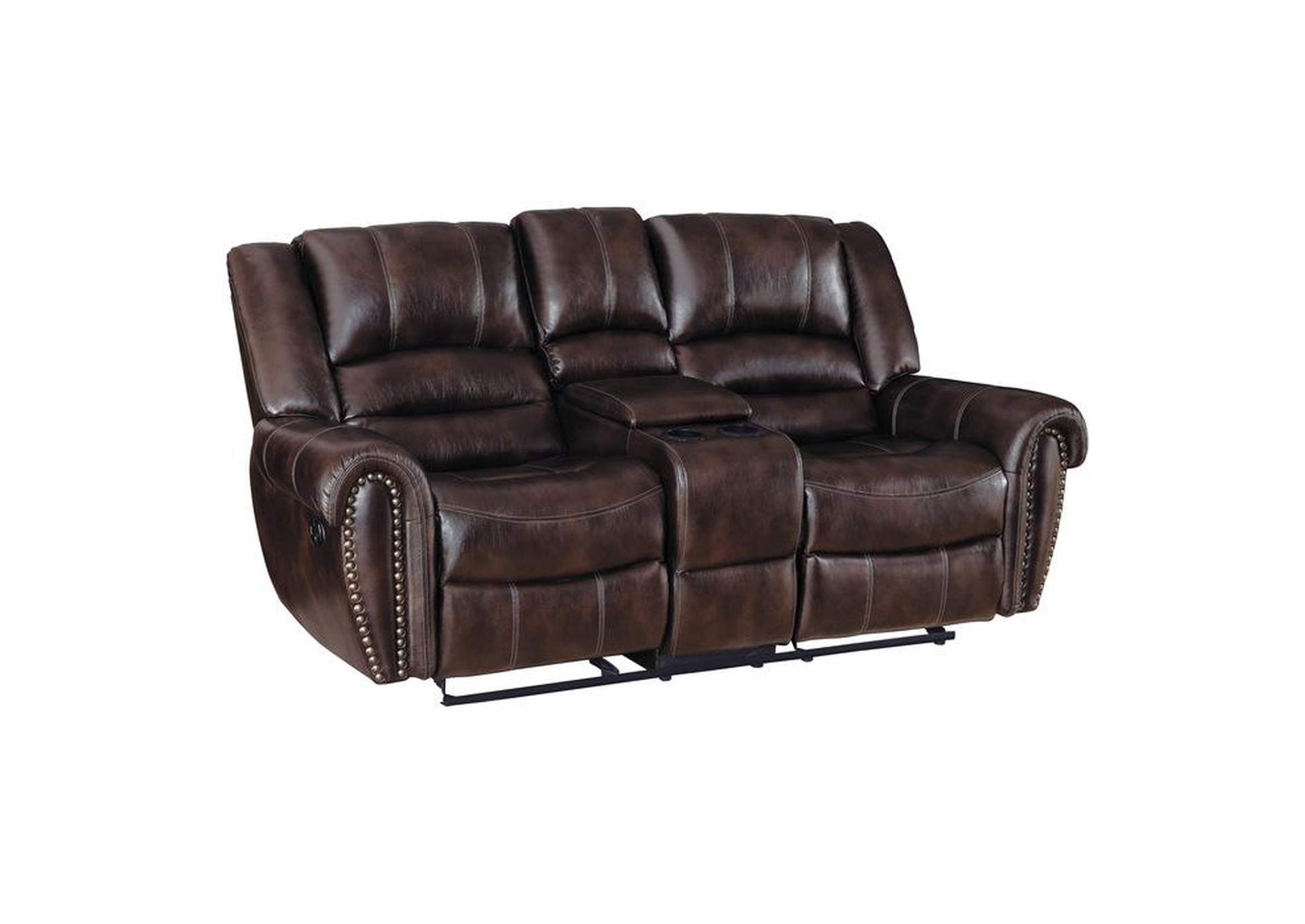 Hill Double Glider Reclining Love Seat With Center Console,Homelegance