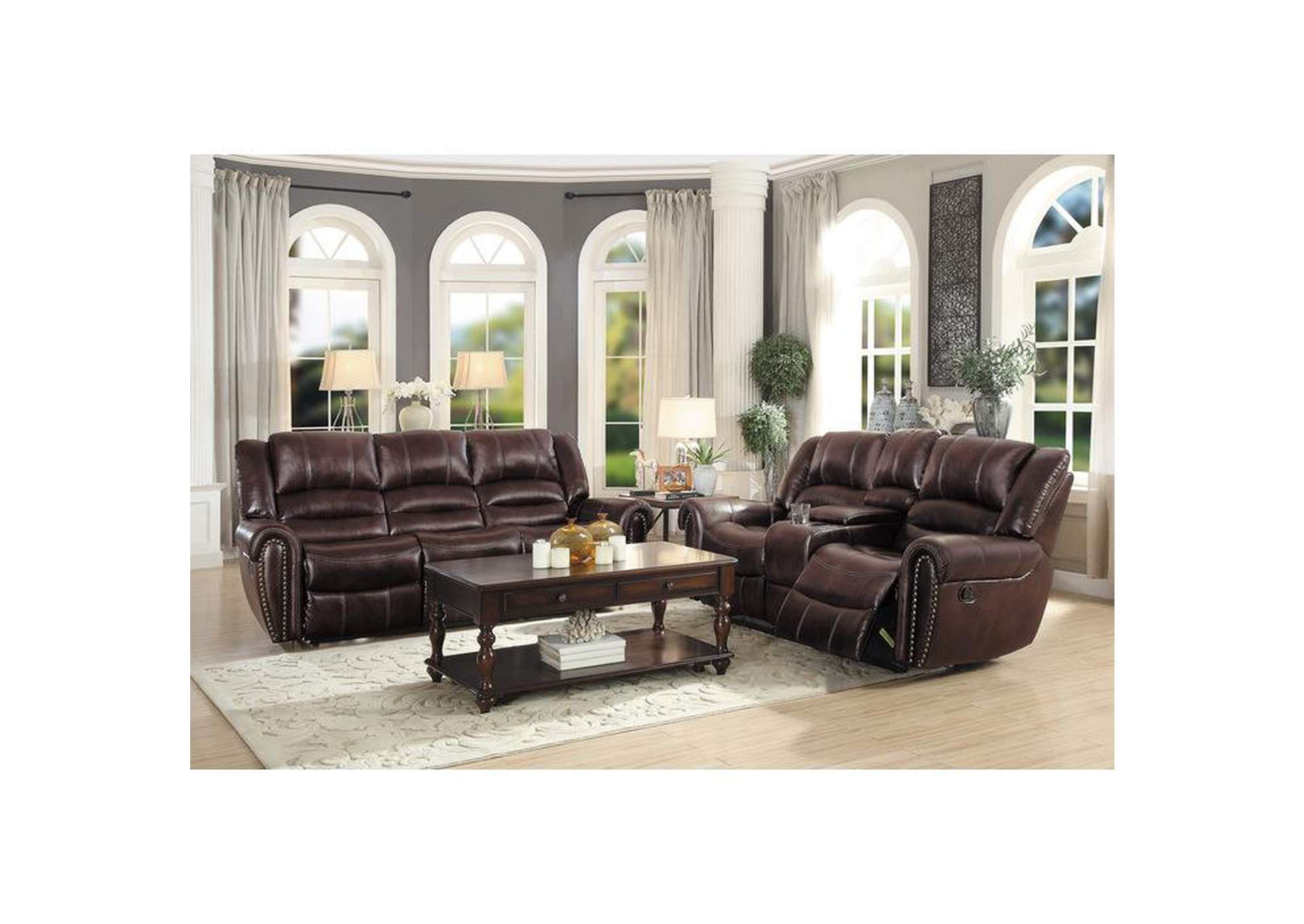 Hill Double Glider Reclining Love Seat With Center Console,Homelegance