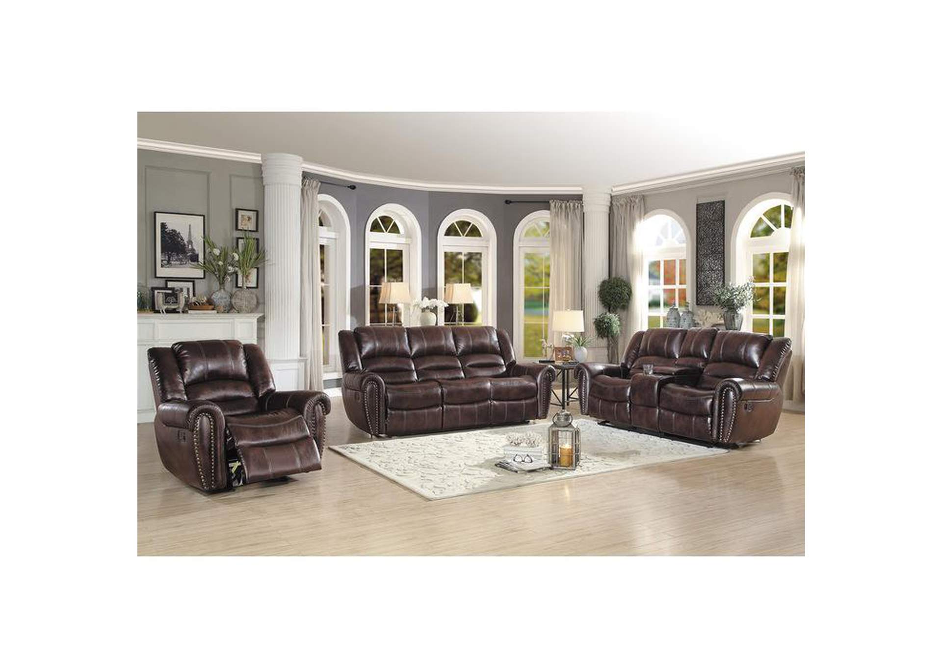 Hill Double Glider Reclining Love Seat With Center Console,Homelegance