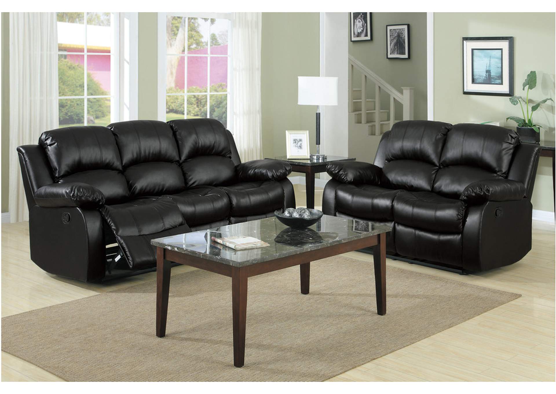 Cranley 9700Blk Living Room Sofa Set,Homelegance