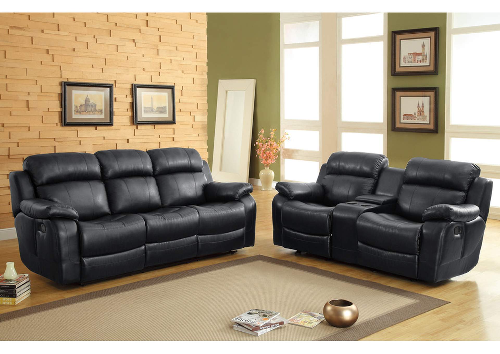 Marille 9724Blk Living Room Sofa Set,Homelegance