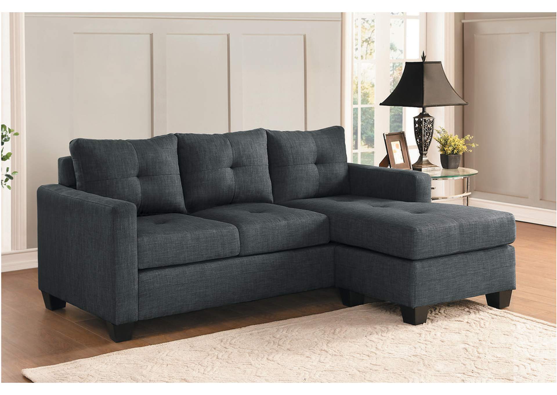 Phelps Dark Grey 9789 Living Room Sofa Set,Homelegance
