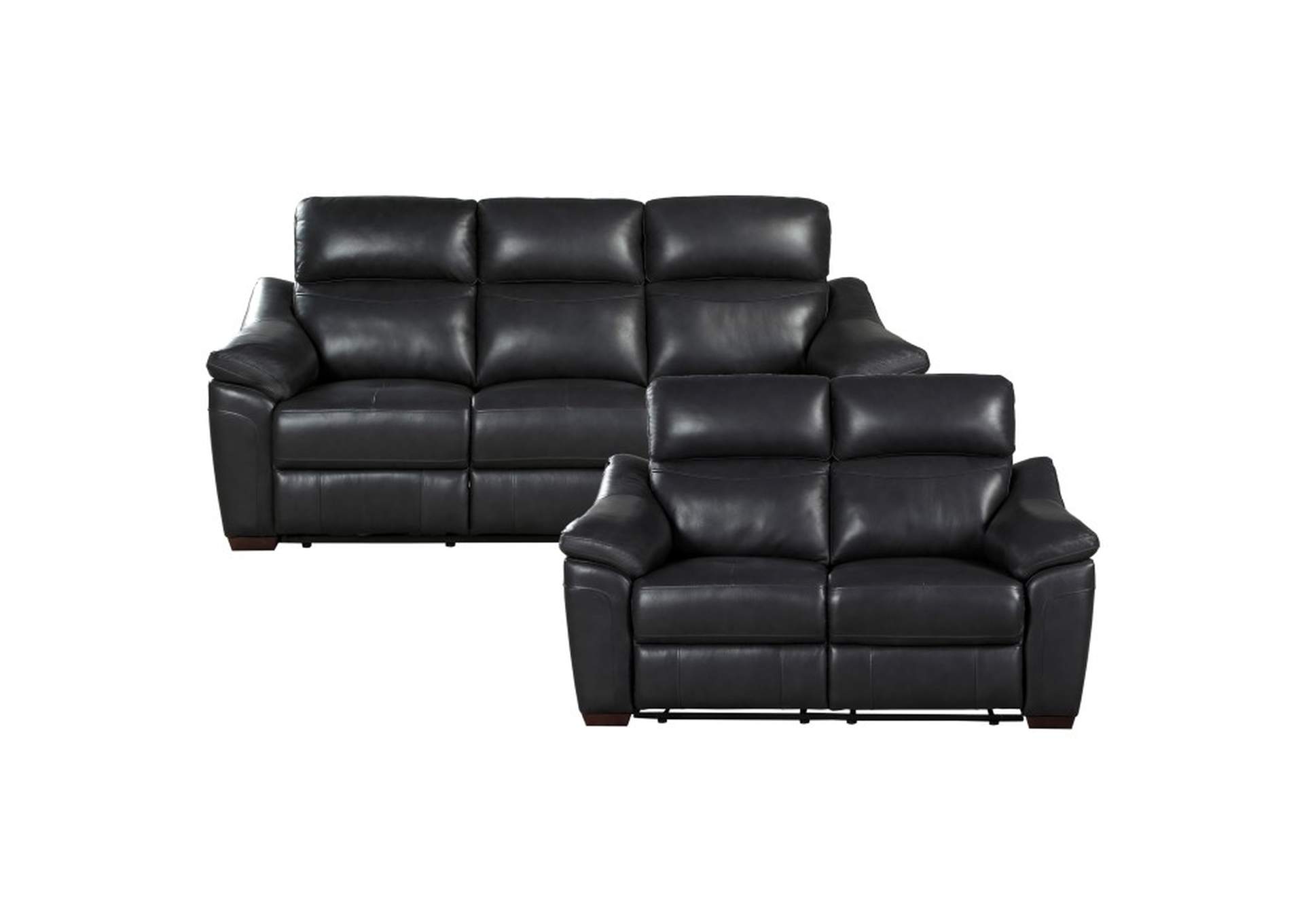 Renzo Dark Gray 2 Piece Living Room Set - Sofa & Loveseat (Power),Homelegance