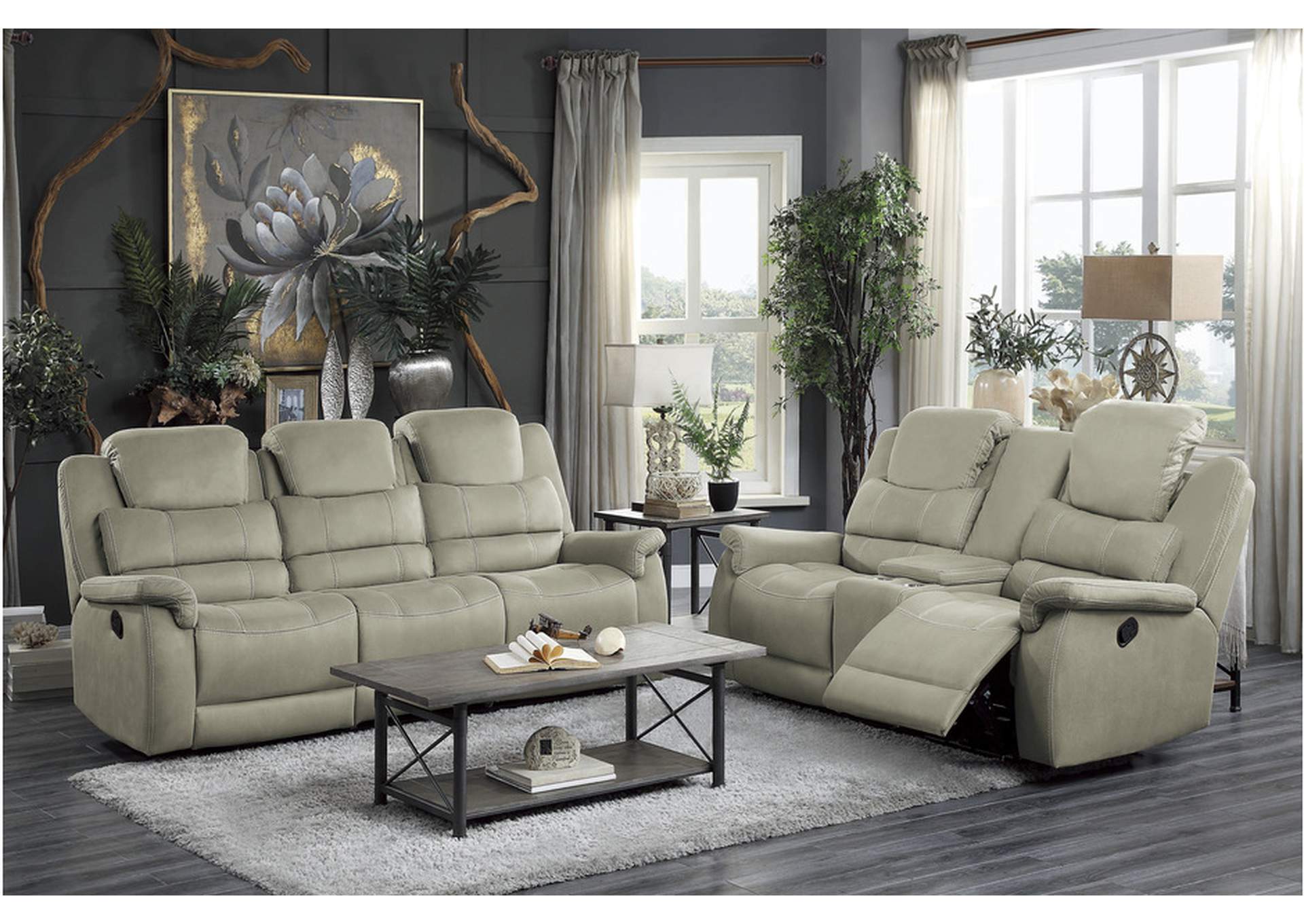 Shola Gray 9848Gy Living Room Sofa Set,Homelegance