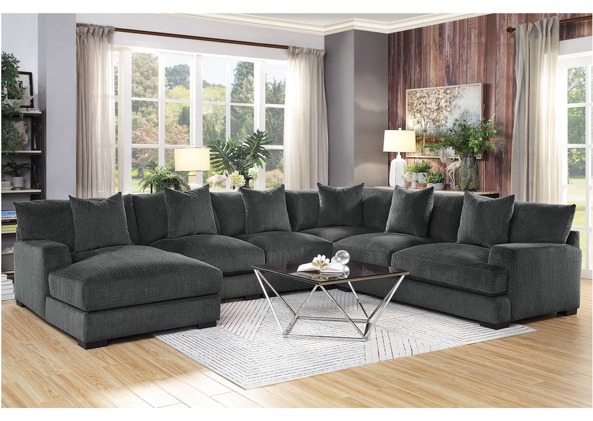 Worchester Dark Grey 9857 Seating-Worchester Collection,Homelegance