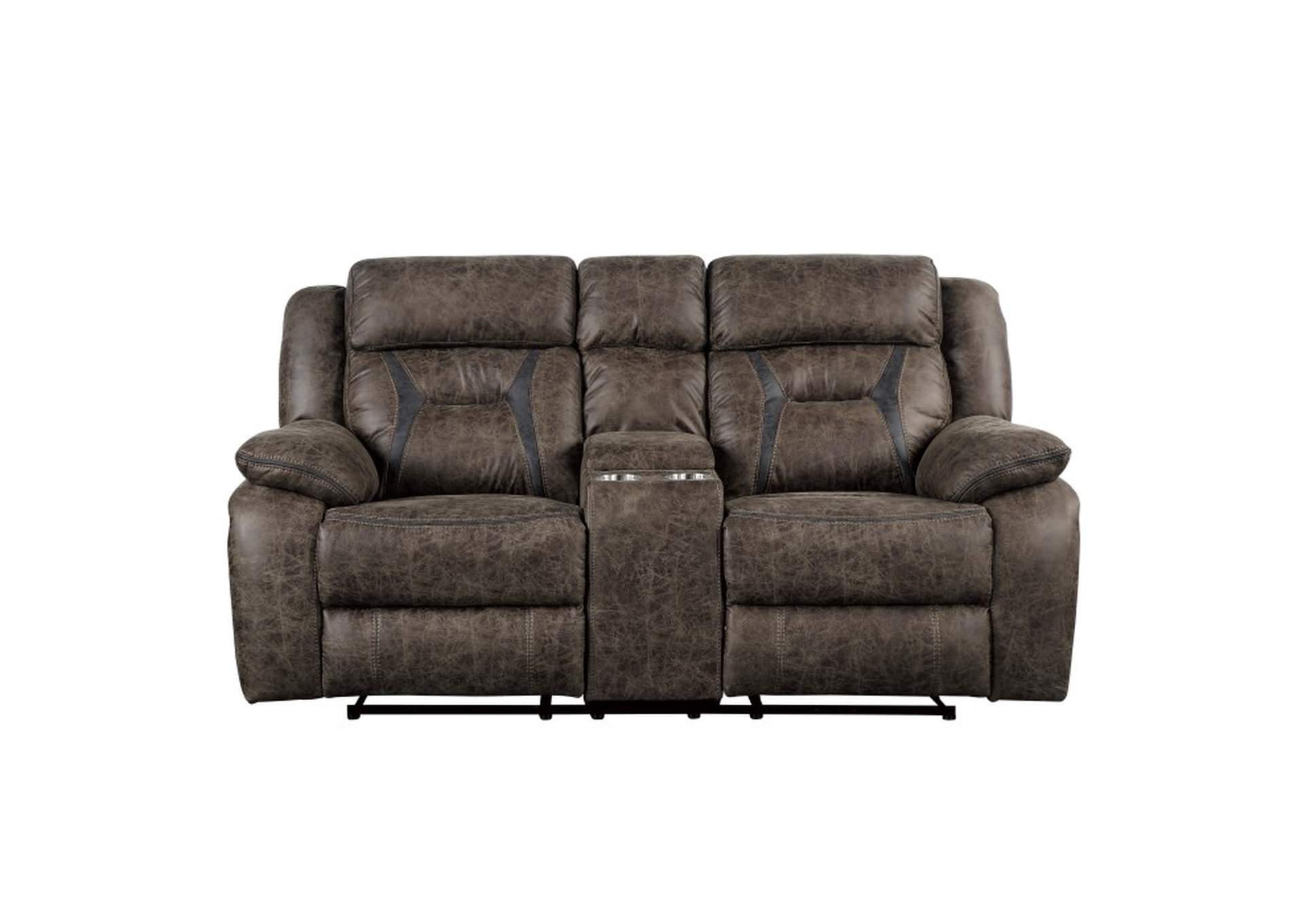 Hill Double Reclining Love Seat with Center Console,Homelegance