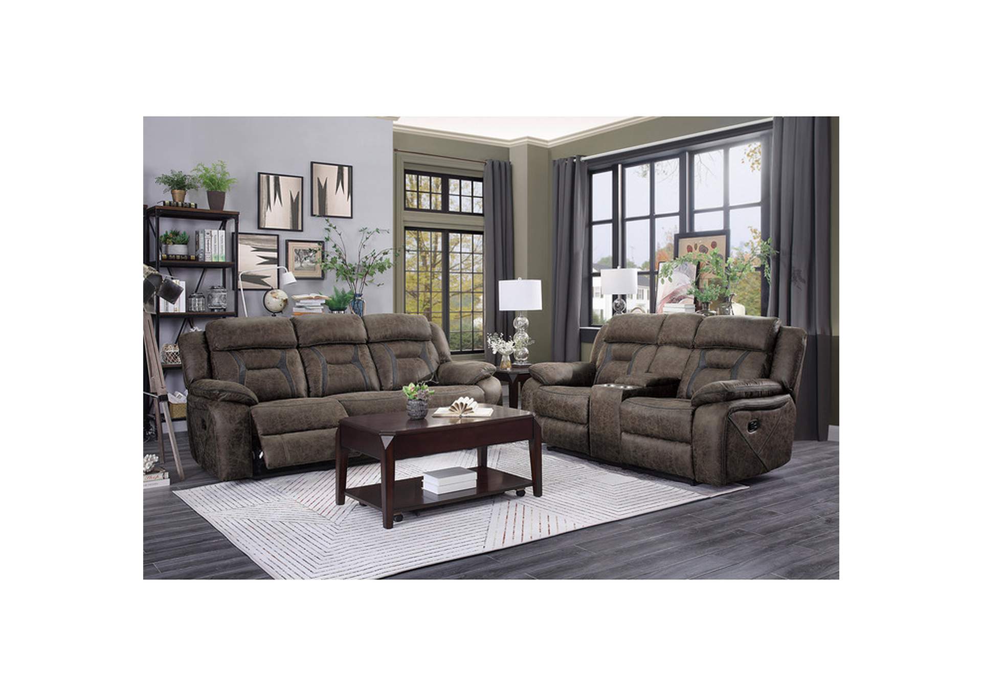 Hill Double Reclining Love Seat with Center Console,Homelegance