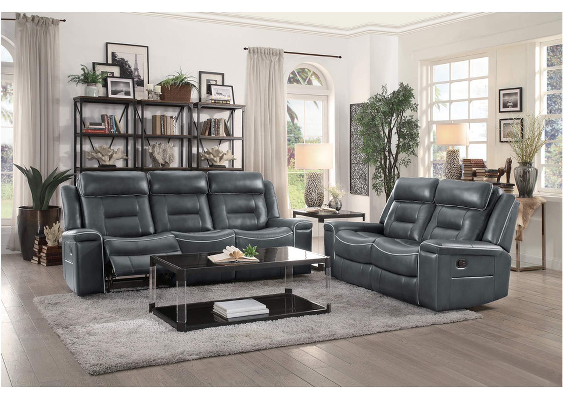 Darwan Dark Grey 9999 Living Room Sofa Set,Homelegance