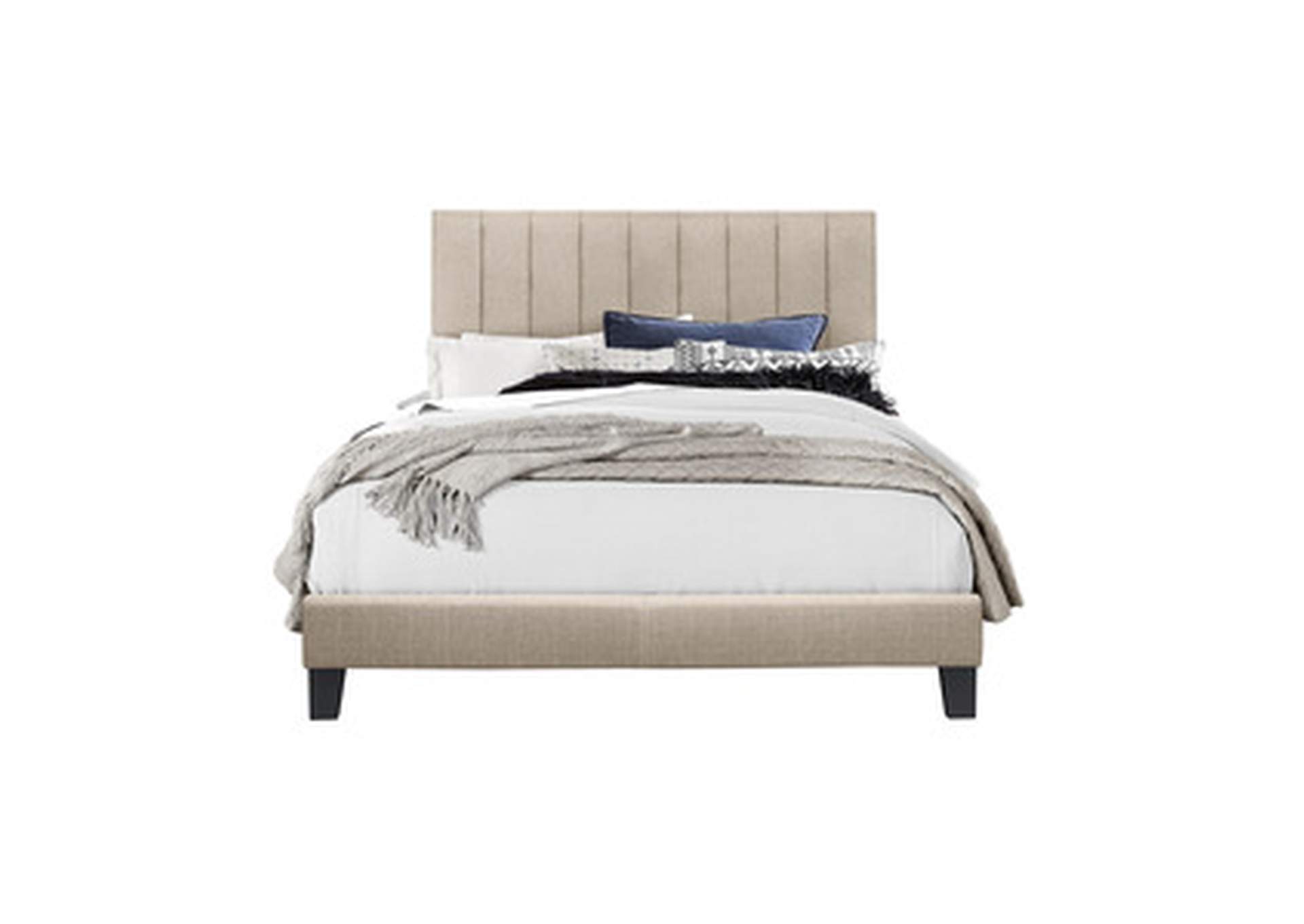 Fabric Channel Full Bed W/Beige Fabric,Homelegance