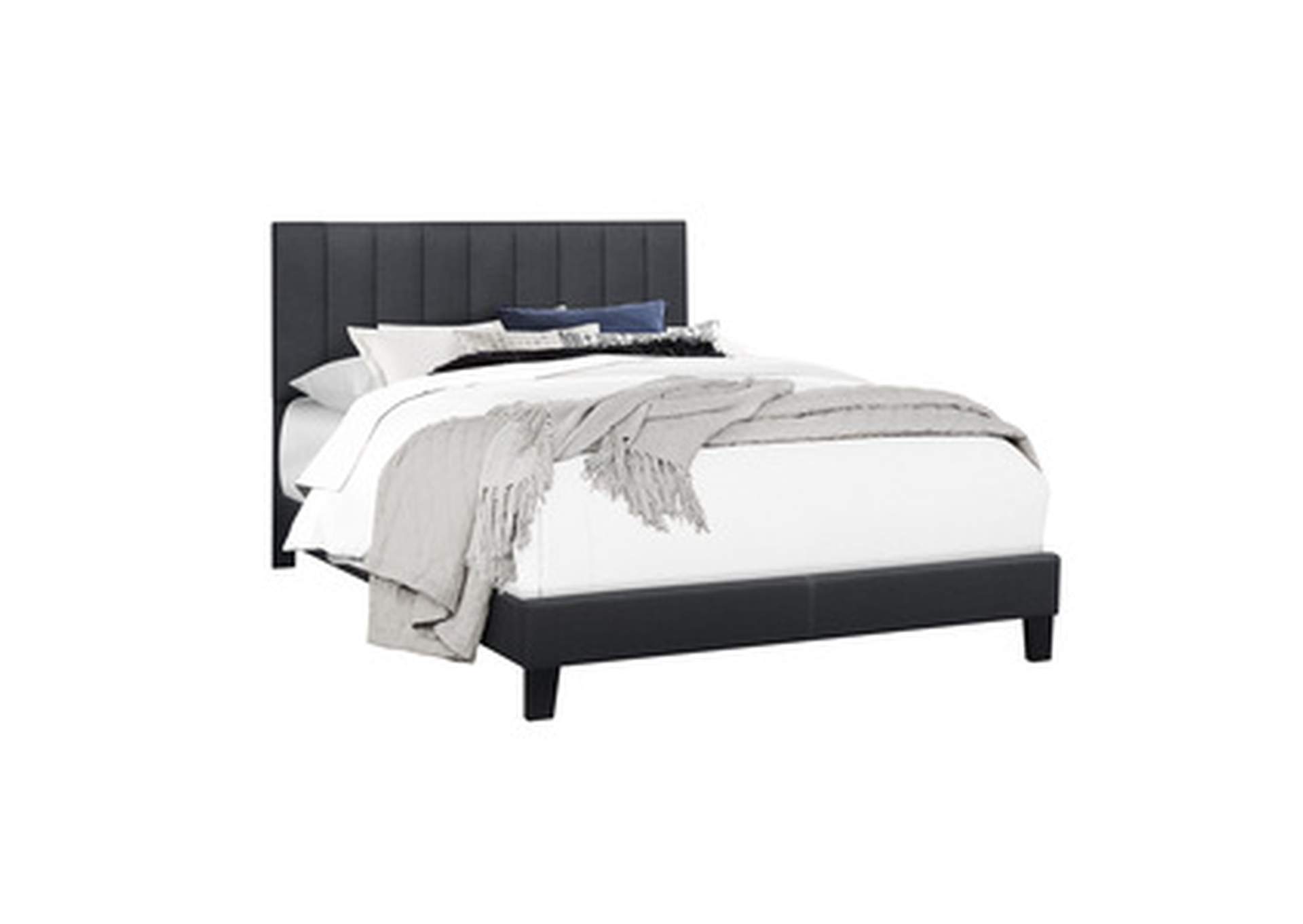 Fabric Channel Full Bed W/Dark Grey Fabric,Homelegance