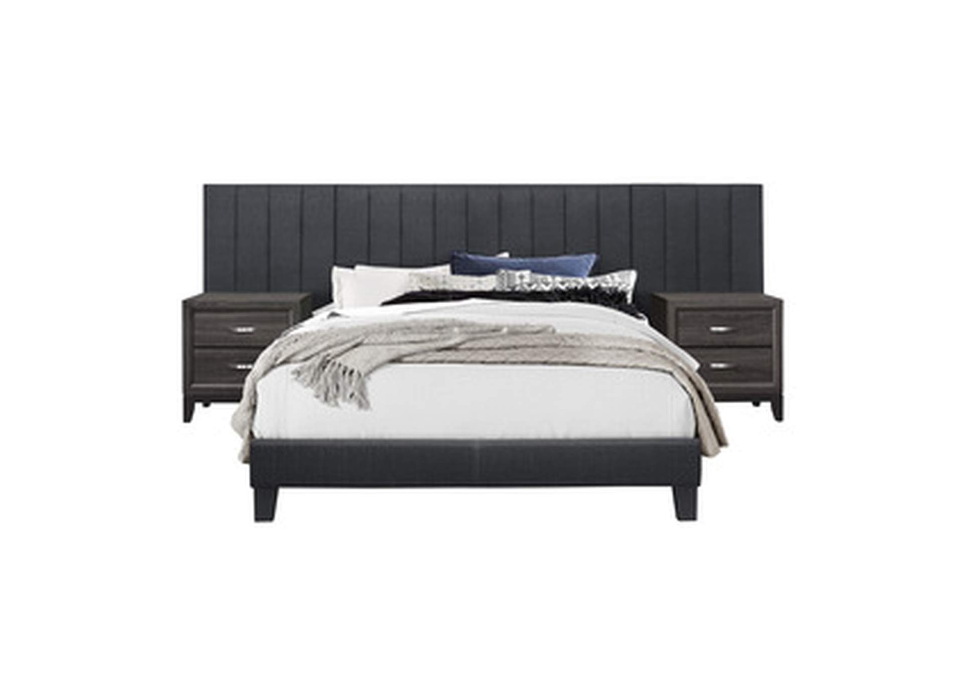 Dark Gray Full Wall Bed With 2 Panels, Dark Gray,Homelegance