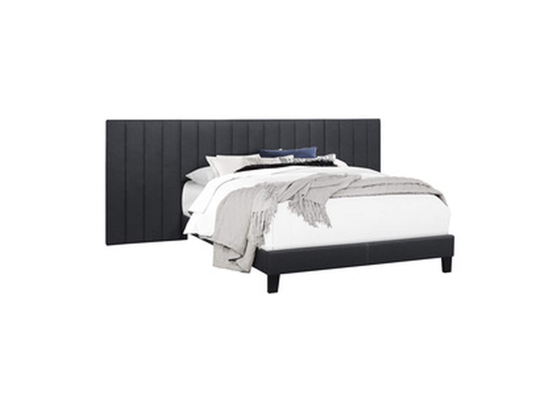Dark Gray Full Wall Bed With 2 Panels, Dark Gray,Homelegance