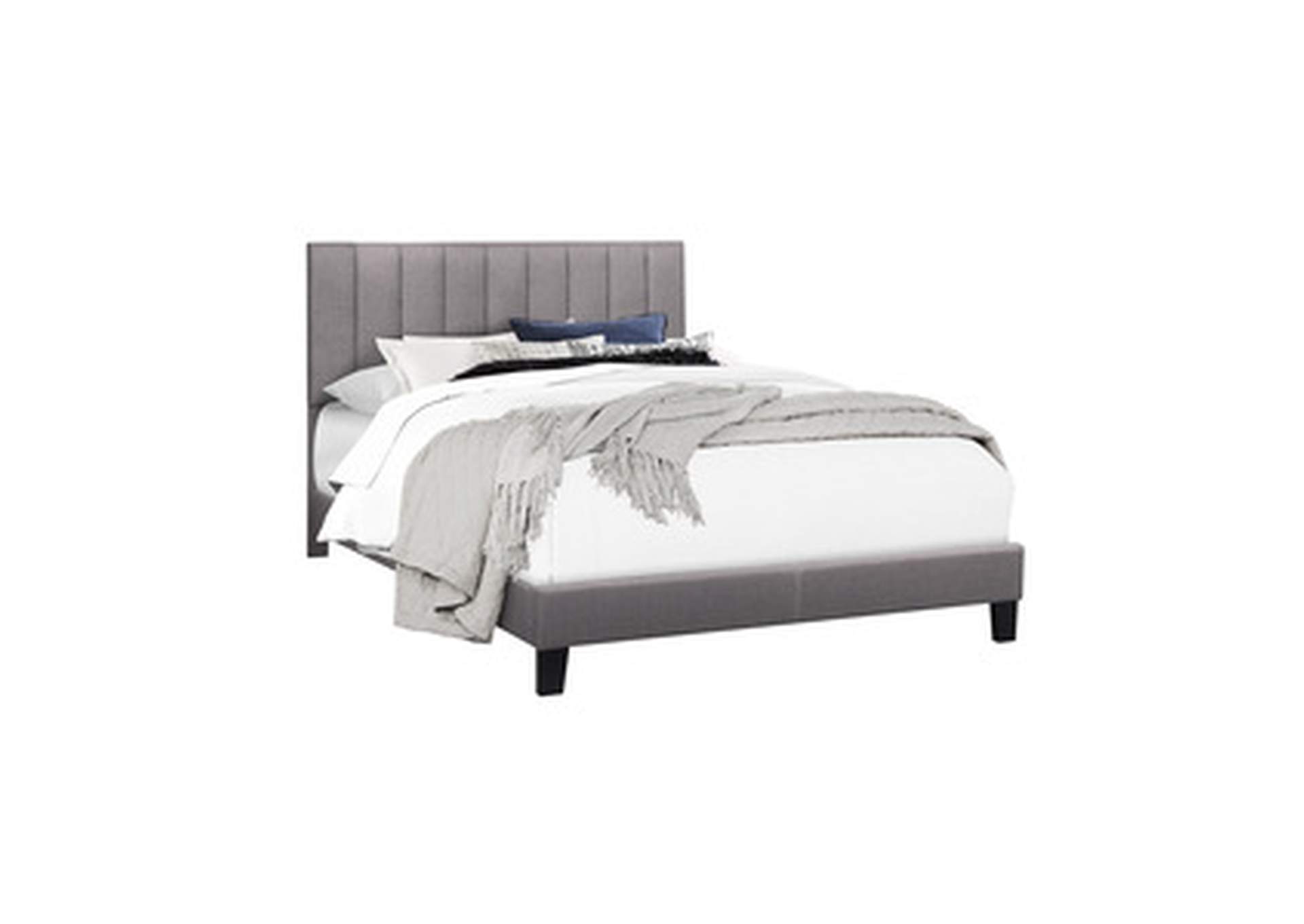 Fabric Channel Full Bed W/Grey Fabric,Homelegance