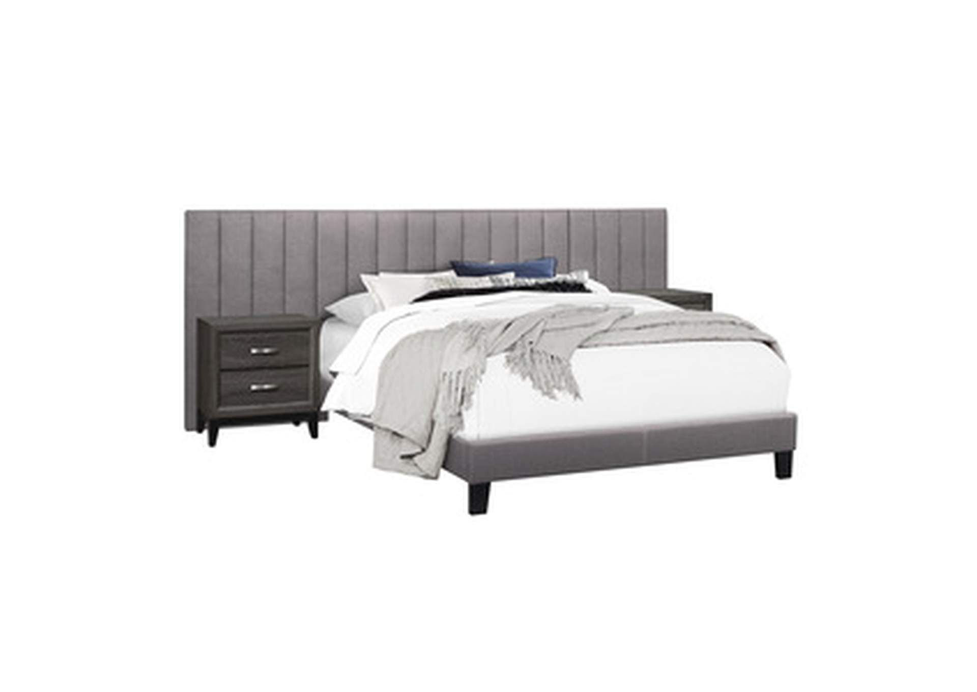 Gray King Wall Bed With 2 Panels, Gray,Homelegance