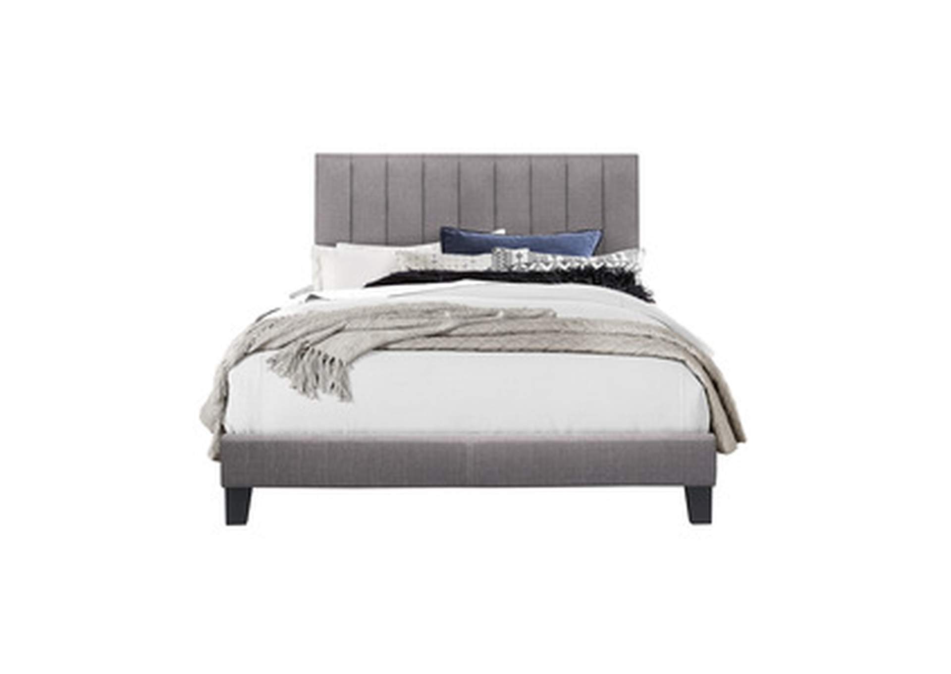 Fabric Channel Full Bed W/Grey Fabric,Homelegance