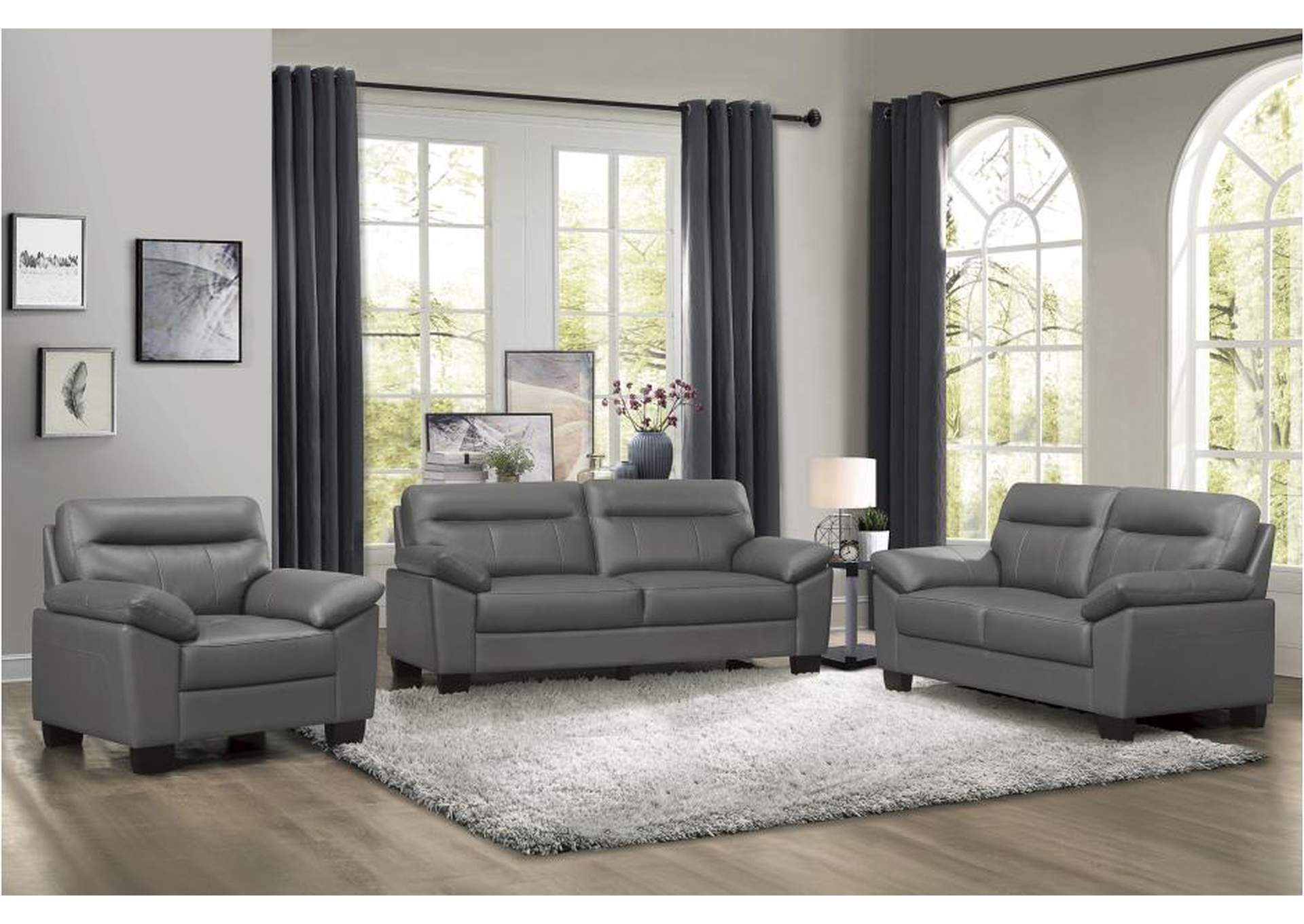Denizen Gray 9537Dgy Living Room Sofa Set,Homelegance