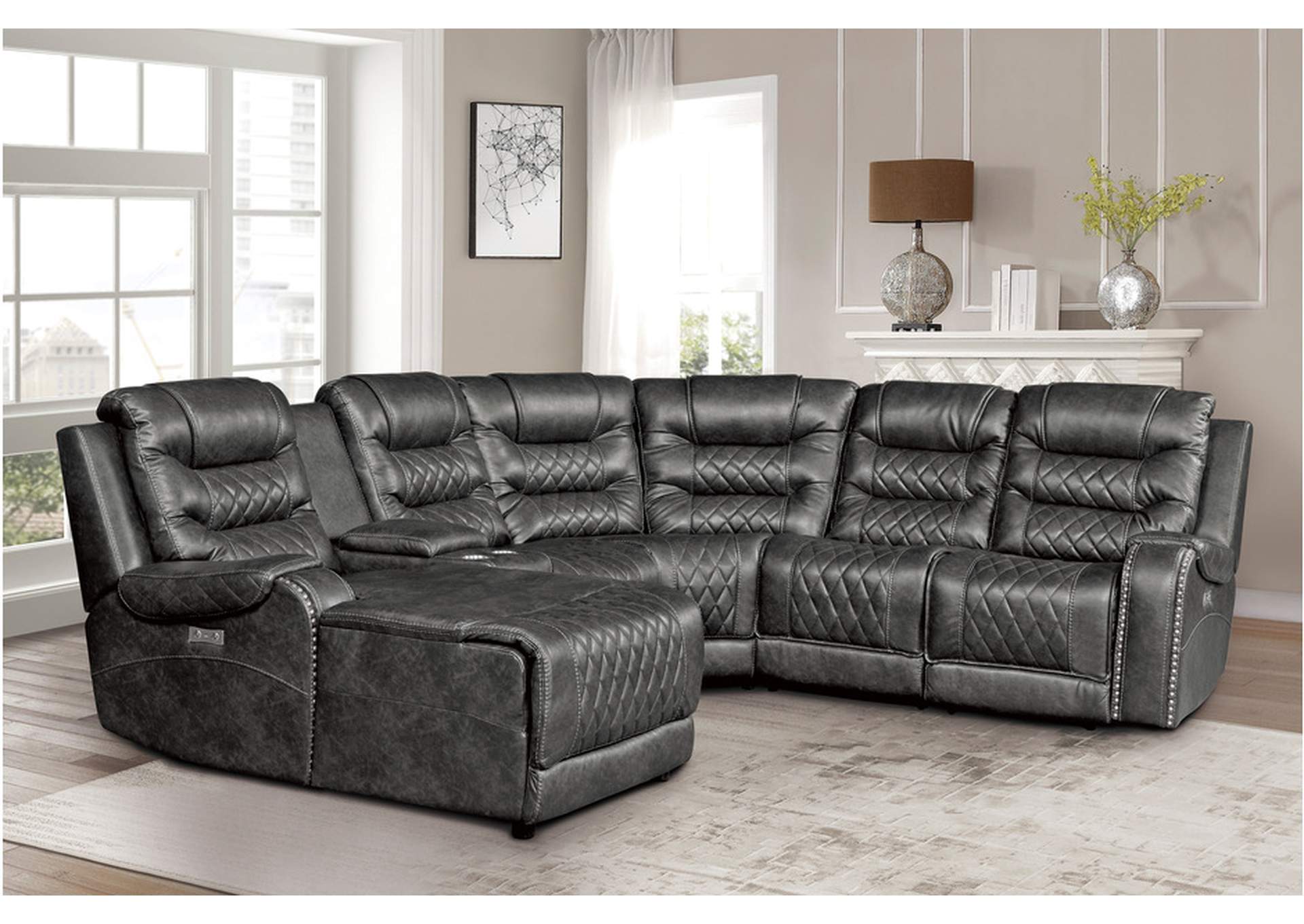 Putnam Gray 9405Gy-Sc Living Room Sofa Set,Homelegance