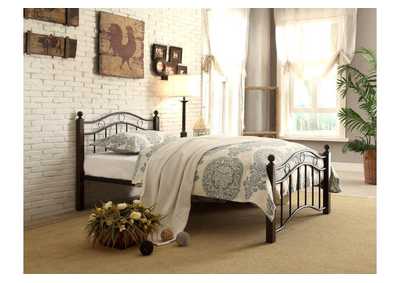 Image for Full Metal Bed,Brw Post,Blk
