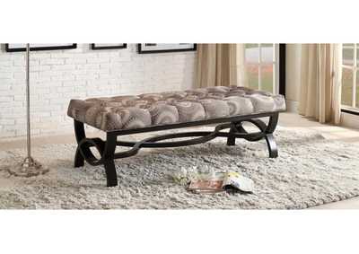 Image for Grey Medallion Fabric Bench, Grey Medallion Fabric