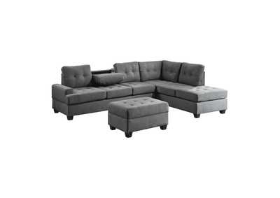 Image for Dunstan 2-Piece Reversible Sectional With Drop-Down Cup Holders And Storage Ottoman