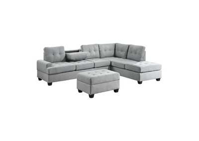 Image for Dunstan 2-Piece Reversible Sectional With Drop-Down Cup Holders And Storage Ottoman