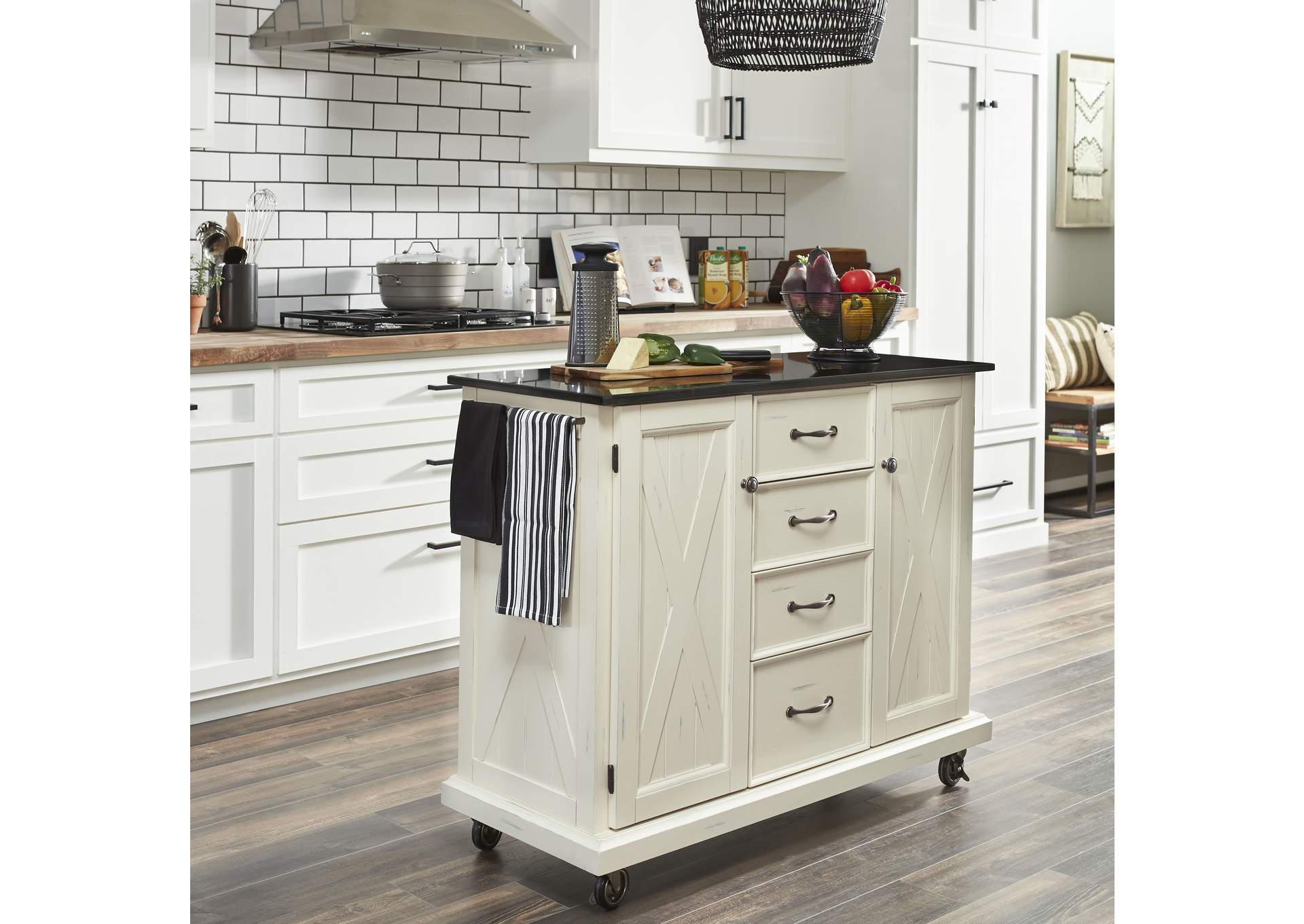 Bay Lodge Off-White Kitchen Cart,Homestyles