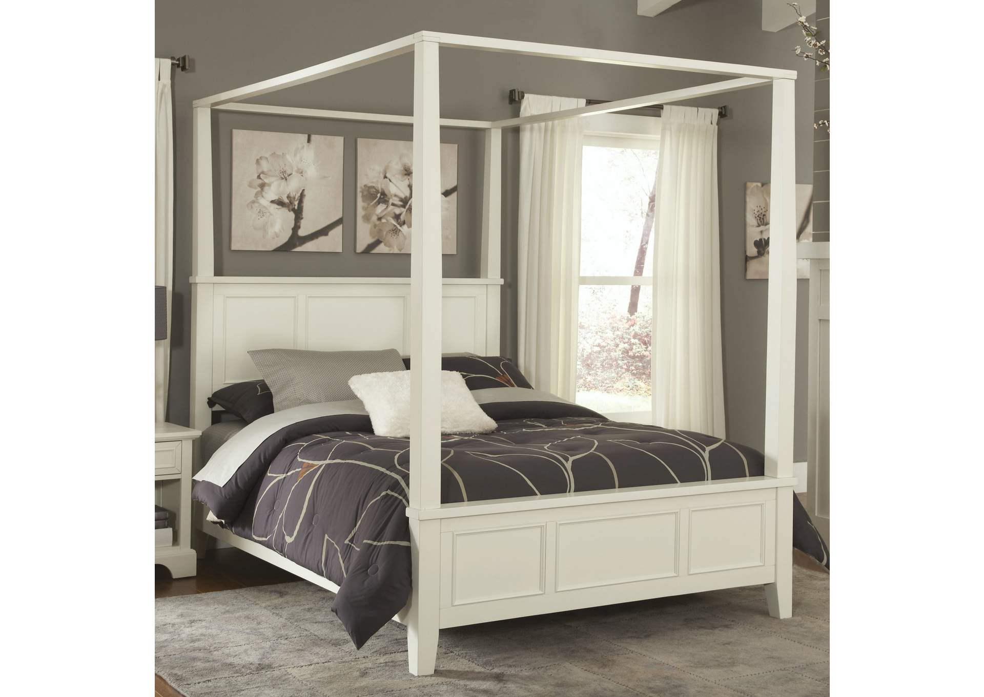 Century Off-White Queen Canopy Bed,Homestyles