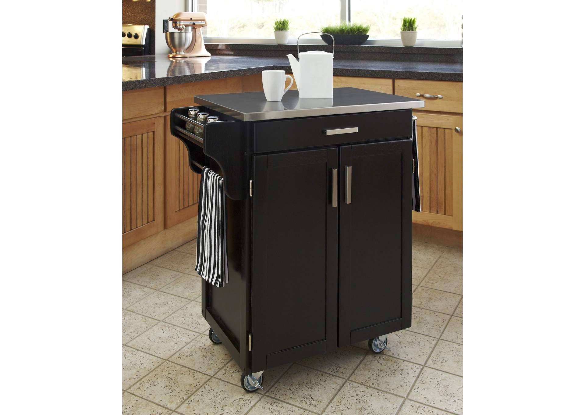 Cuisine Cart Black Kitchen Cart,Homestyles