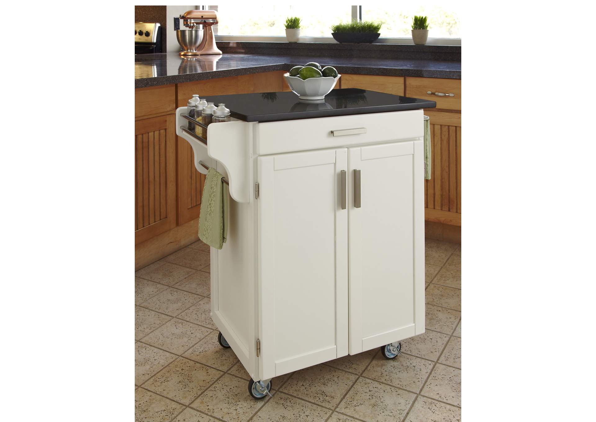 Cuisine Cart Off-White Kitchen Cart,Homestyles