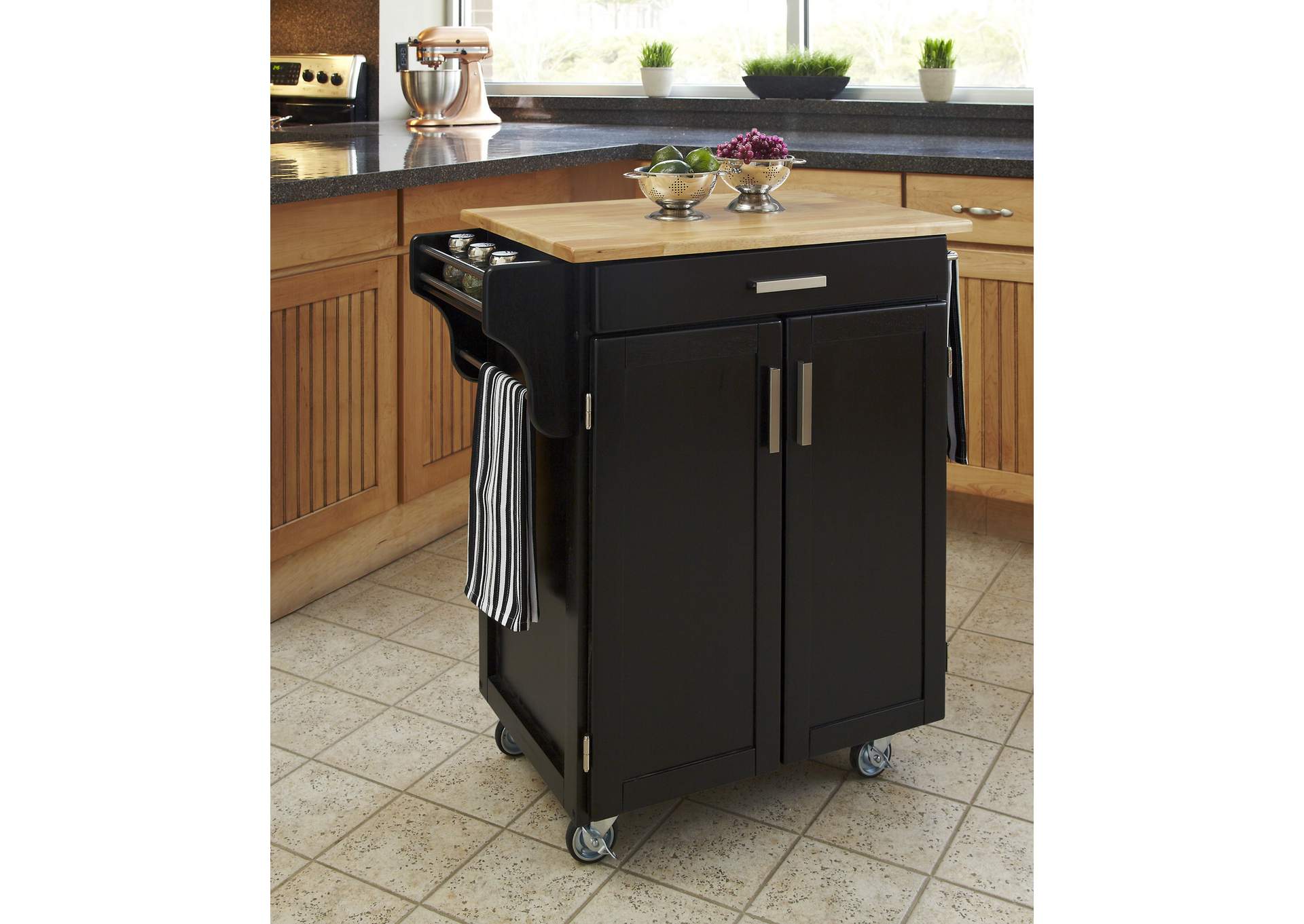 Cuisine Cart Black Kitchen Cart,Homestyles