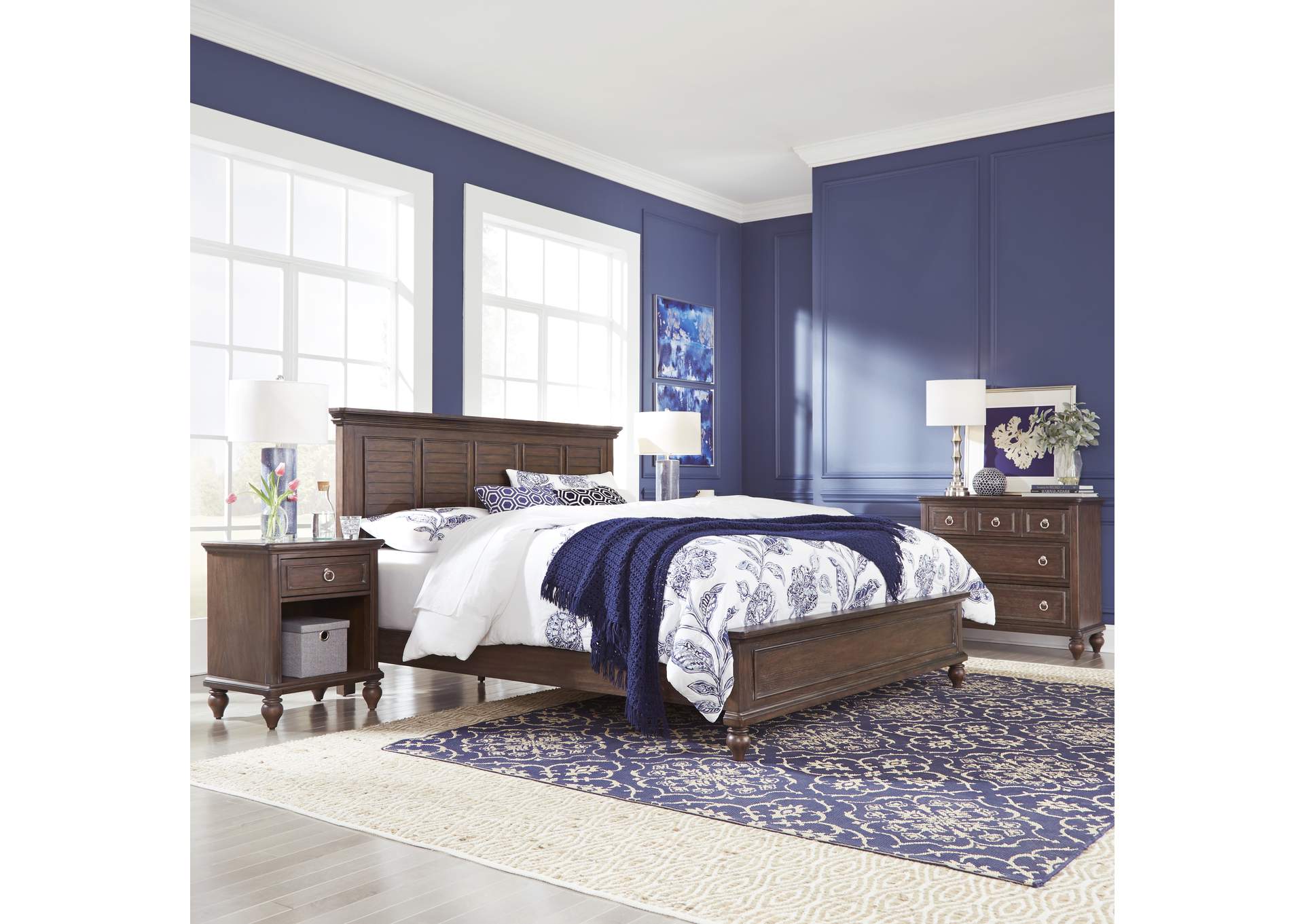 Marie Brown King Bed, Nightstand and Chest,Homestyles