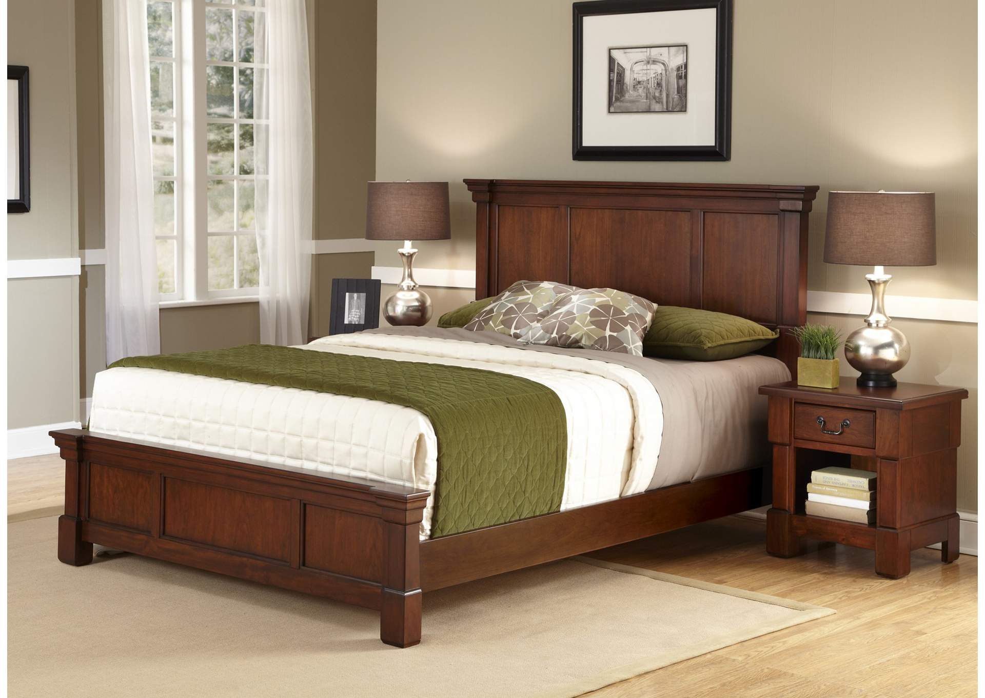 Aspen Brown Queen Bed and Nightstand,Homestyles