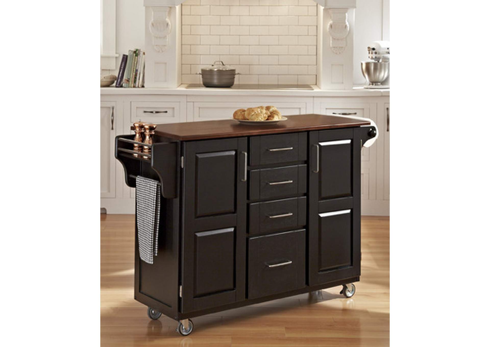 Create-A-Cart Black Kitchen Cart,Homestyles