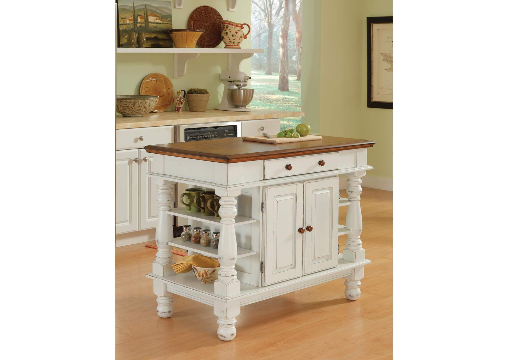 Montauk Off-White Kitchen Island,Homestyles