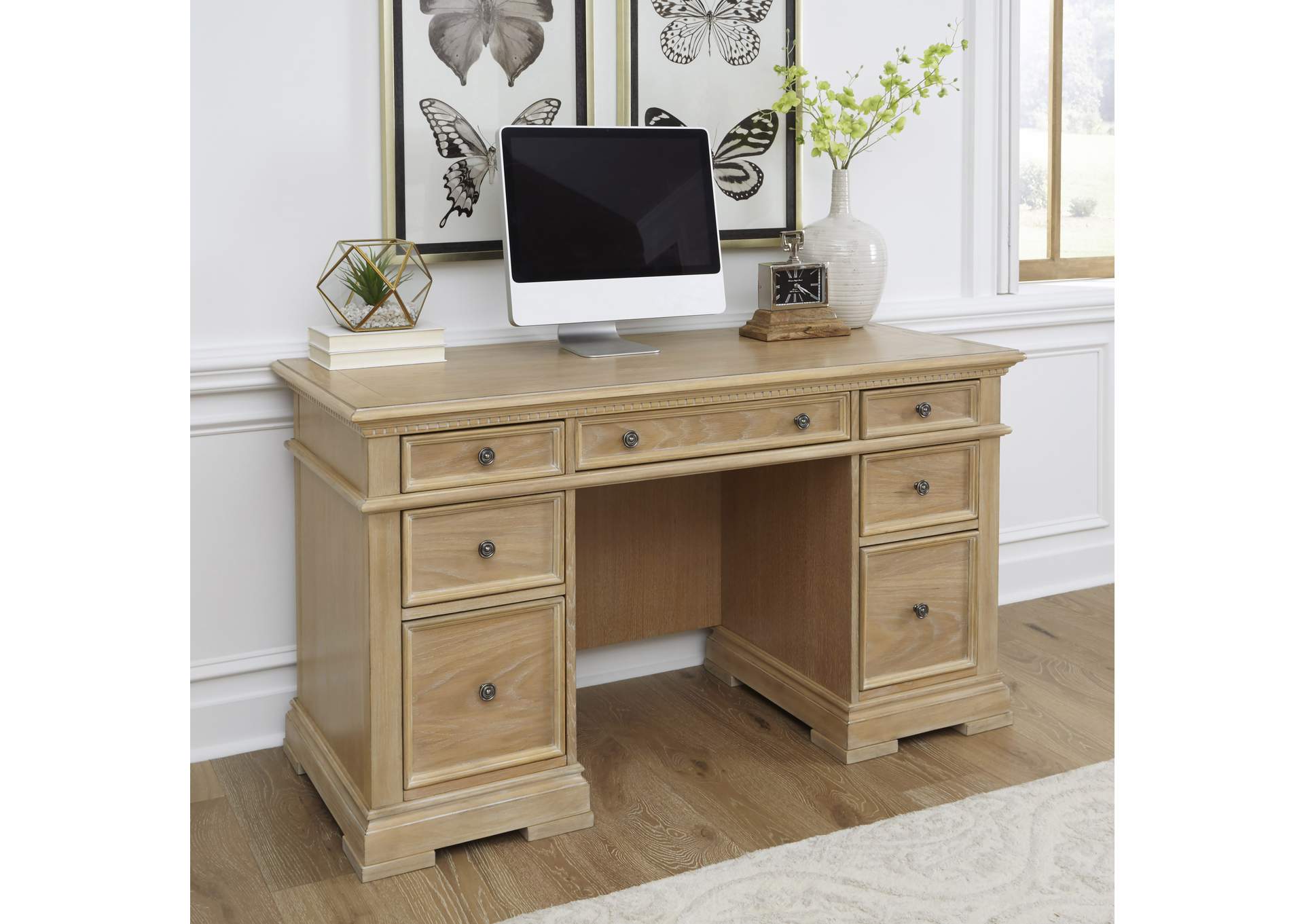 Manor House Brown Pedestal Desk,Homestyles