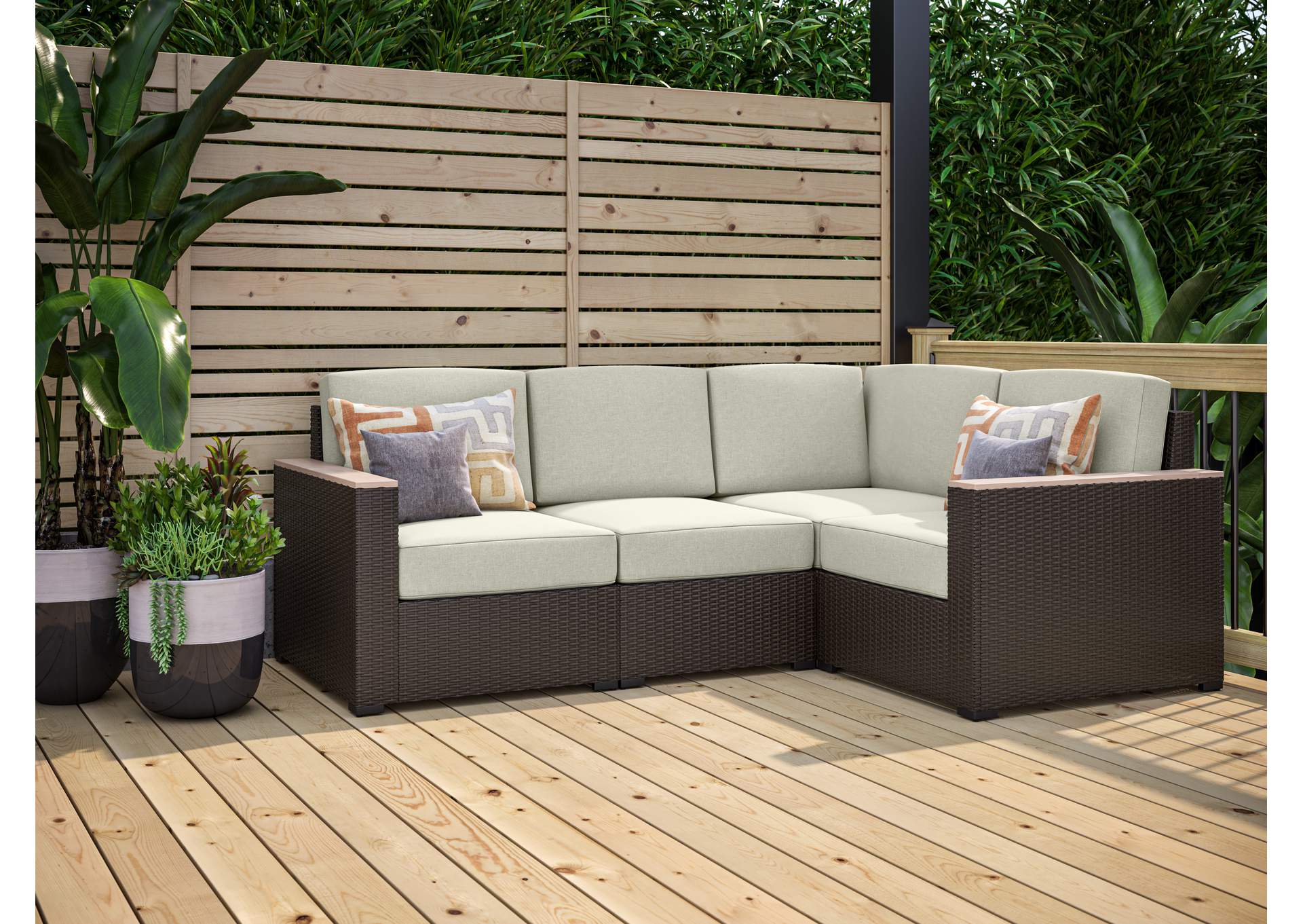 Palm Springs Brown Outdoor 4 Seat Sectional,Homestyles