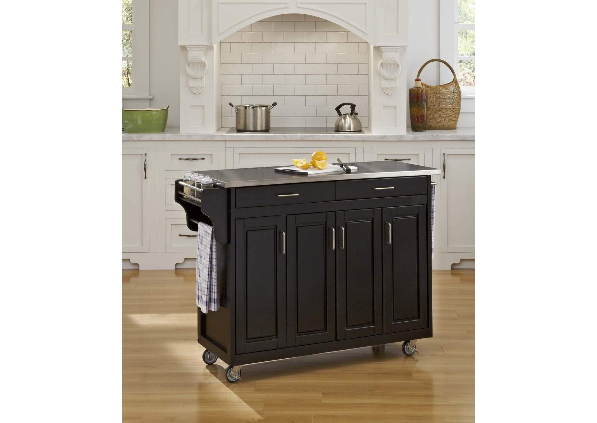 Create-A-Cart Black Kitchen Cart,Homestyles