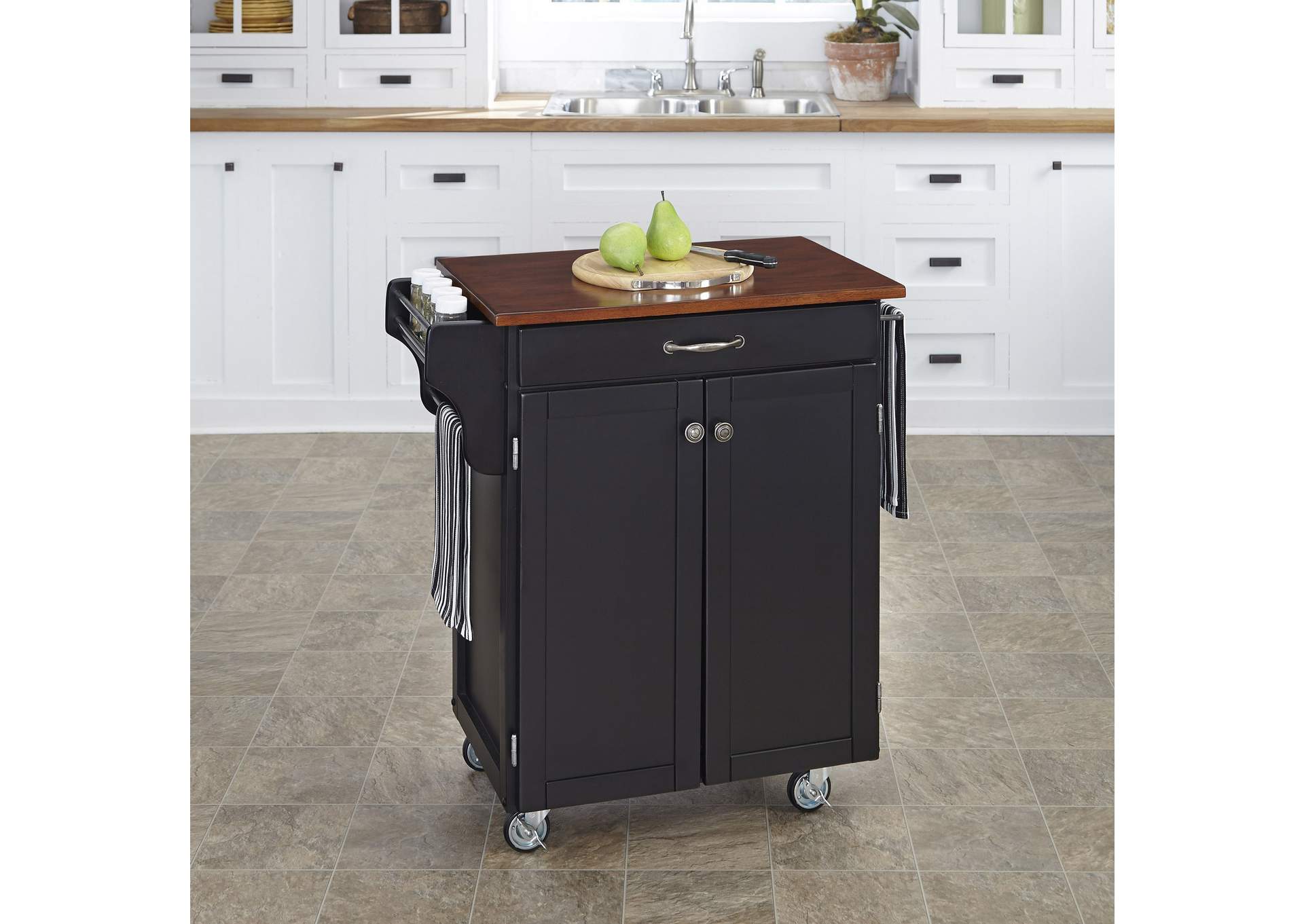 Cuisine Cart Black Kitchen Cart,Homestyles