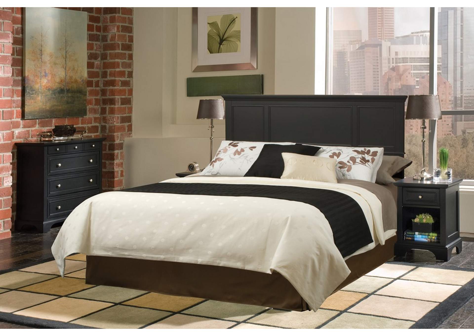 Ashford Black Queen Headboard, Nightstand and Chest,Homestyles